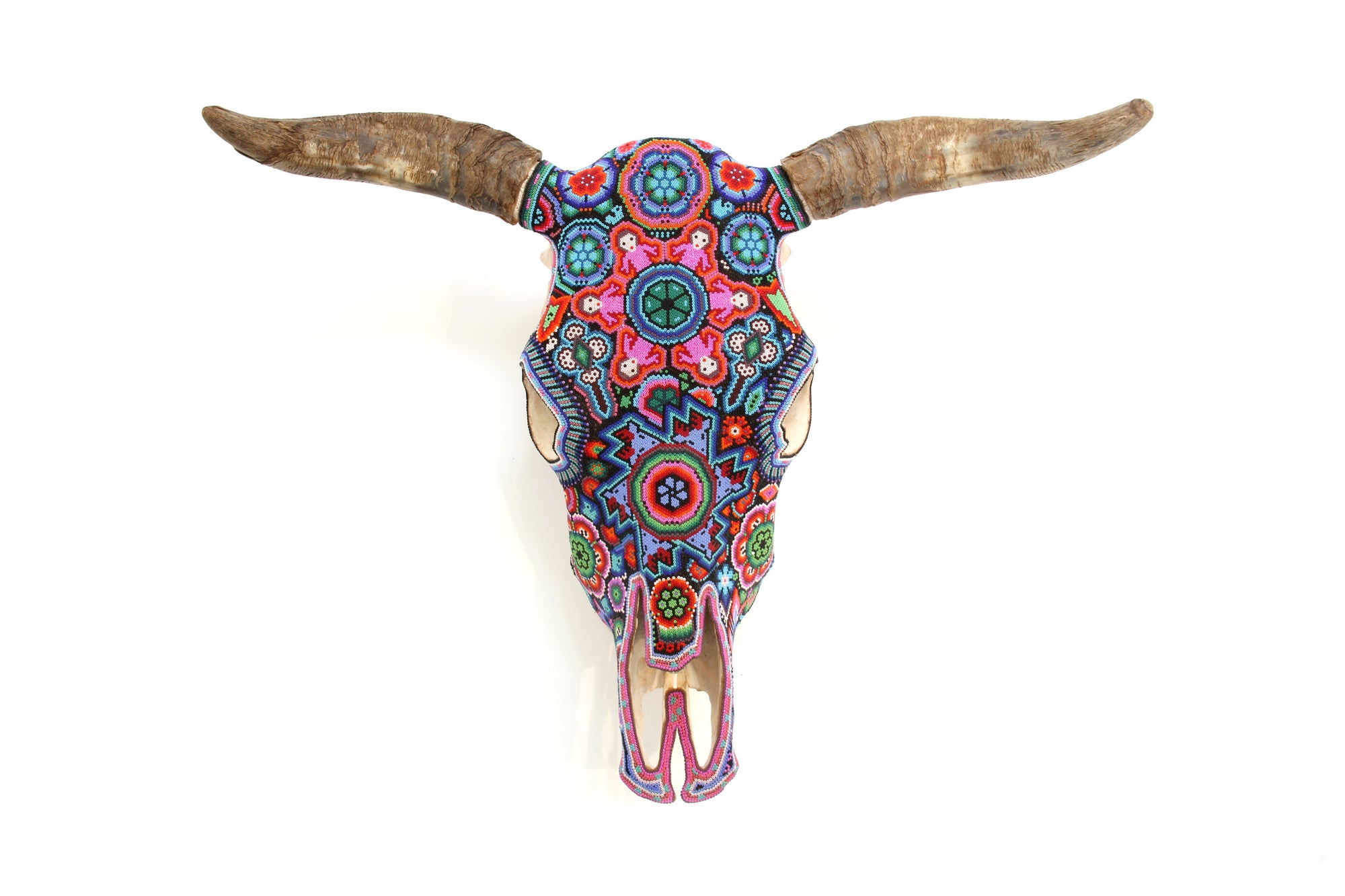 Cráneo de vaca Arte Huichol - Los Marakates