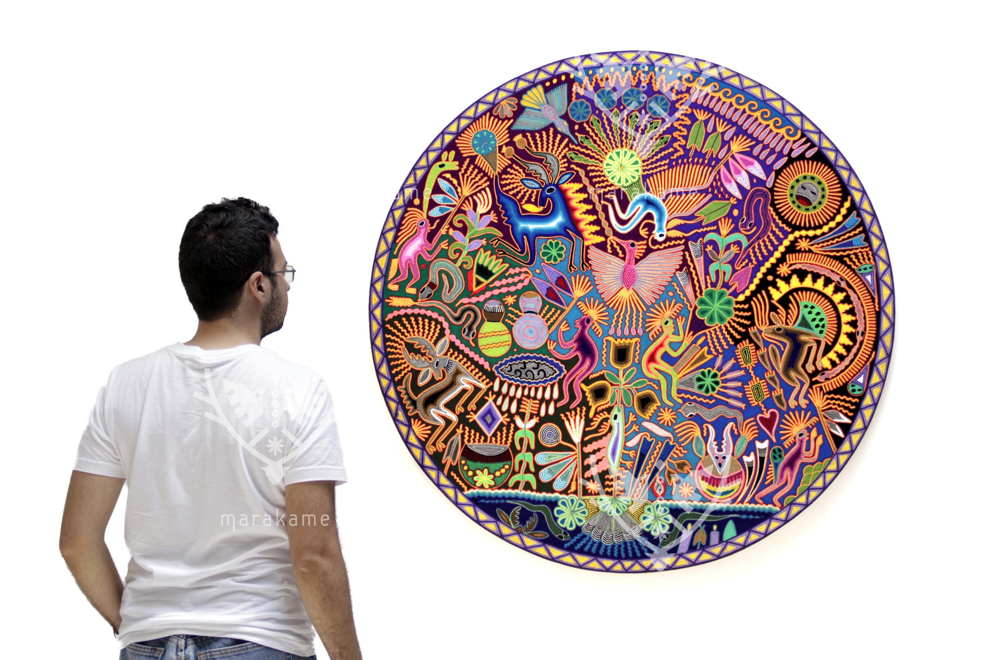 Nierika de Estambre Círculo Huichol - Tatewari - Fuego sagrado - 120 cm. - 2025