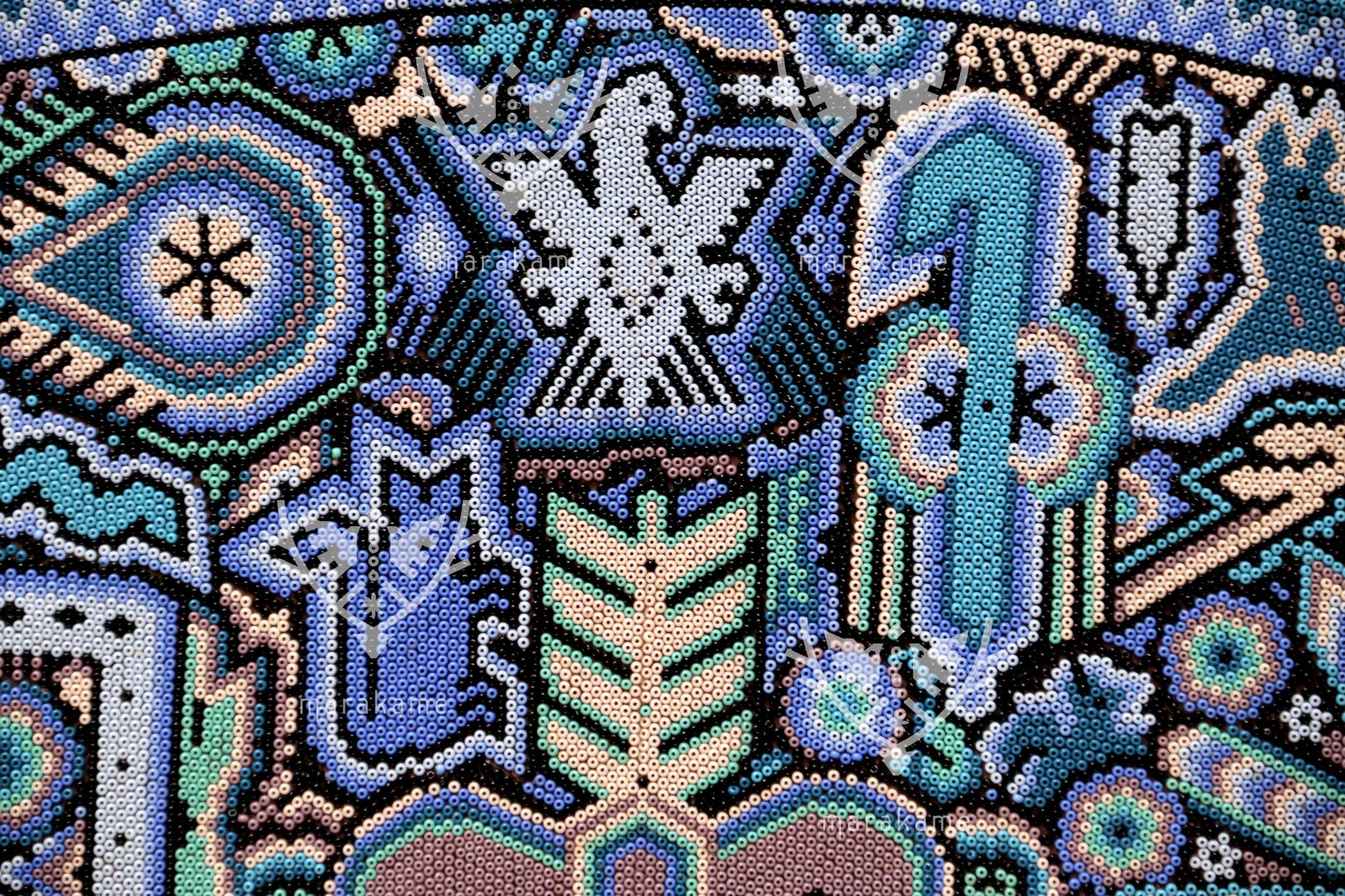 Nierika de Chaquira Círculo Huichol - Kieri teiwariyeme - 120 cm.