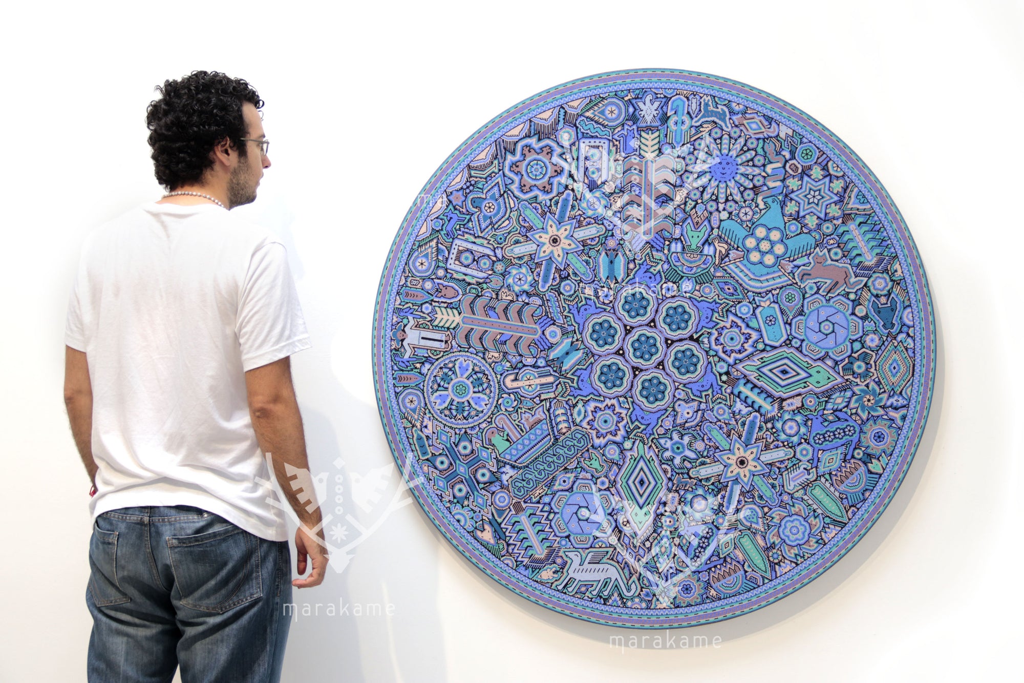 Nierika de Chaquira Círculo Huichol - Kieri teiwariyeme - 120 cm.