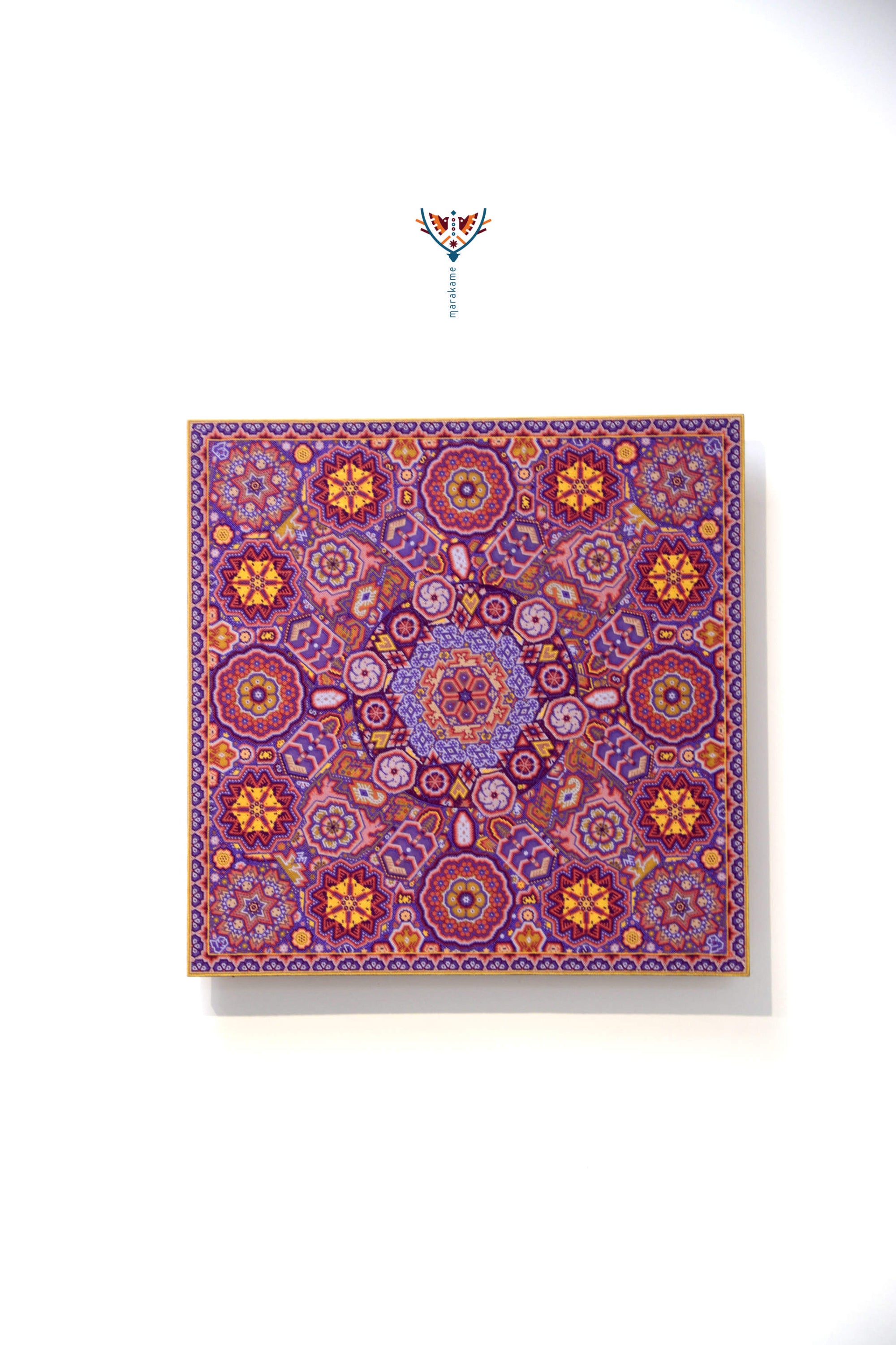 Nierika de Chaquira Cuadro Huichol - Tatei Yurienaka - 80 x 80 cm.