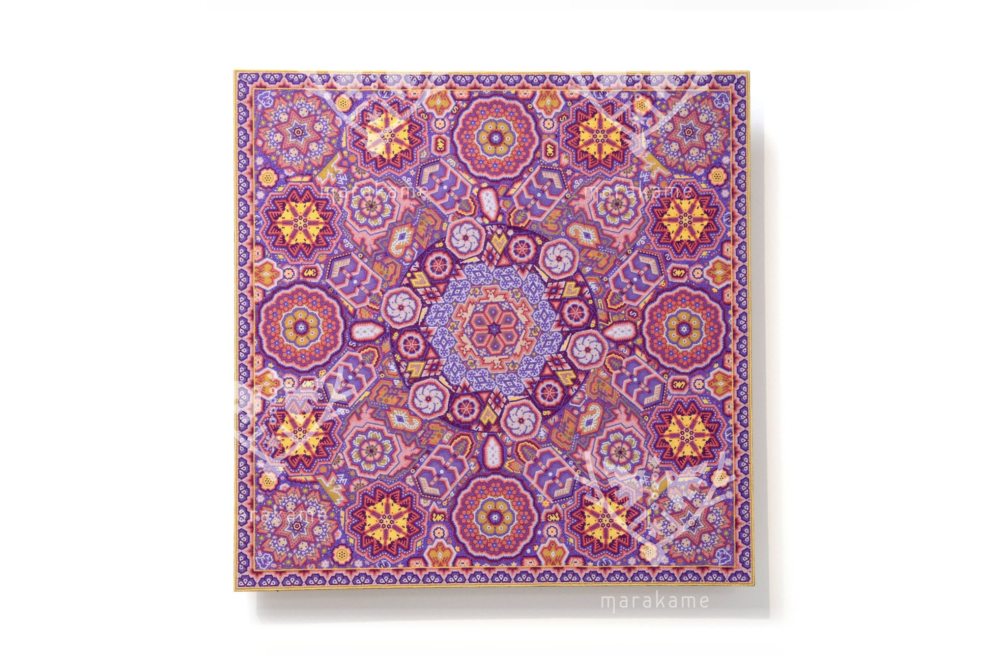 Nierika de Chaquira Cuadro Huichol - Tatei Yurienaka - 80 x 80 cm.