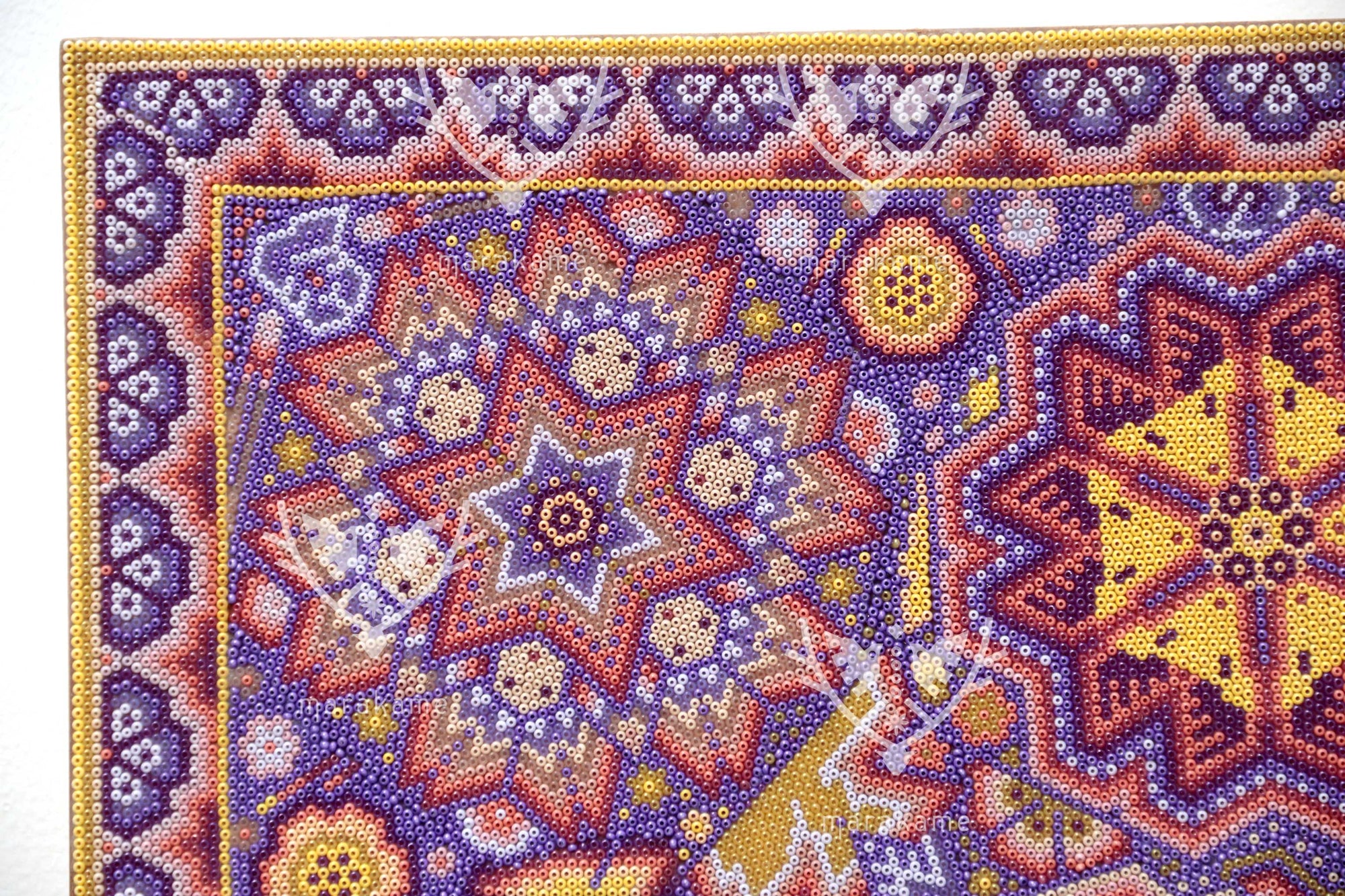 Nierika de Chaquira Cuadro Huichol - Tatei Yurienaka - 80 x 80 cm.