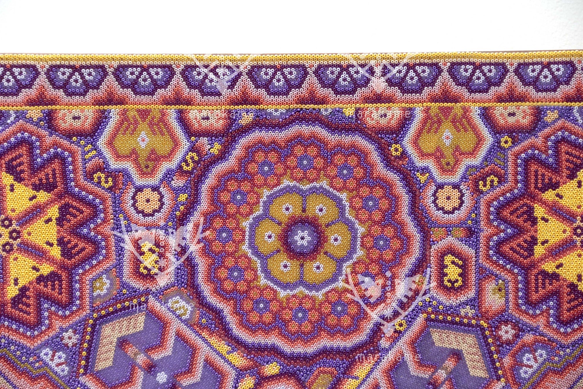 Nierika de Chaquira Cuadro Huichol - Tatei Yurienaka - 80 x 80 cm.