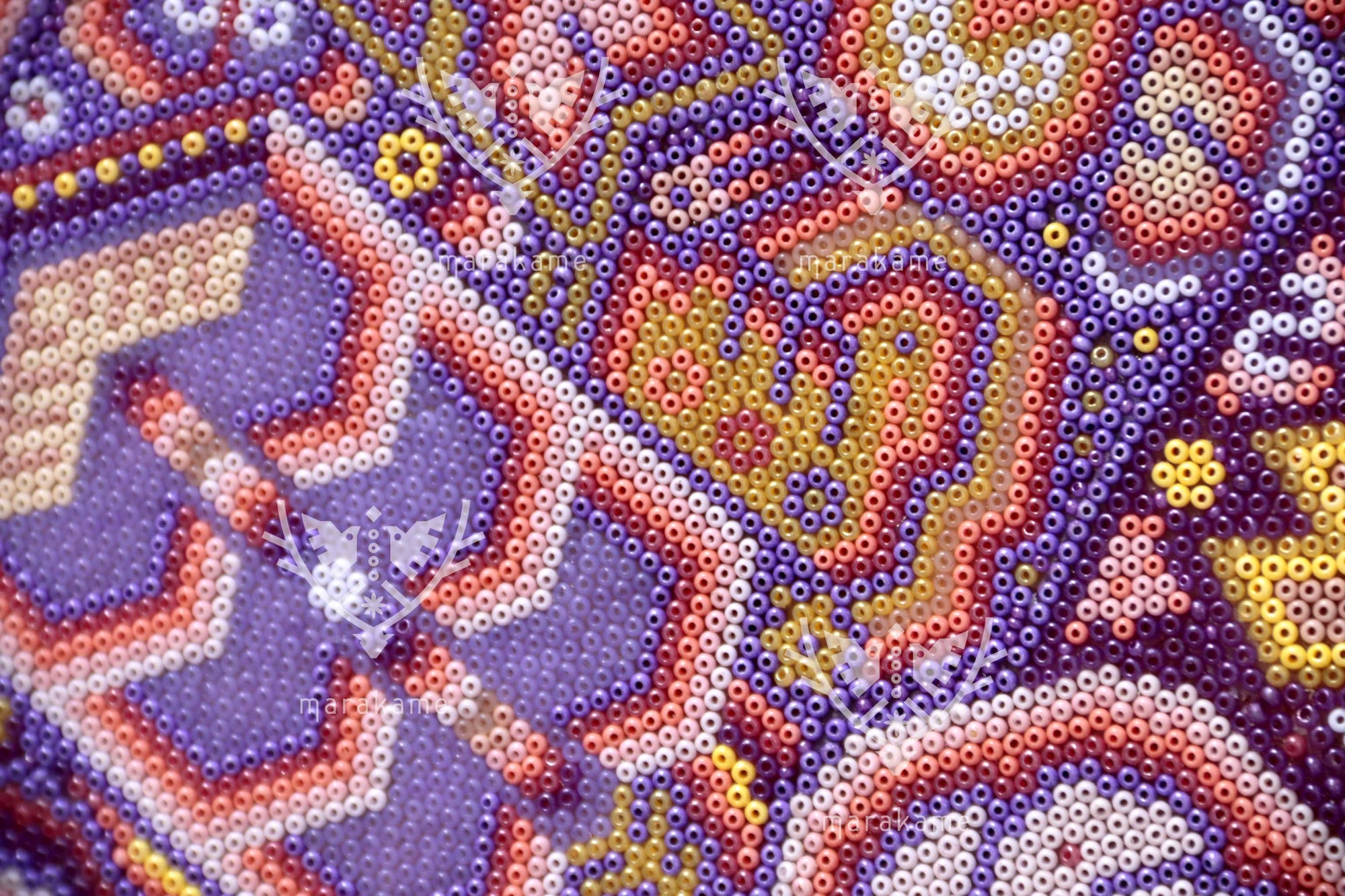 Nierika de Chaquira Cuadro Huichol - Tatei Yurienaka - 80 x 80 cm.