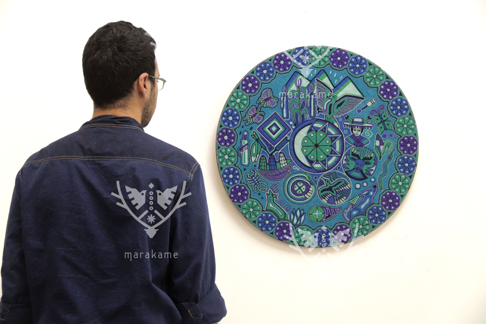 Nierika de Estambre Círculo Huichol - Catinémïayéeni - 60 cm. -2025