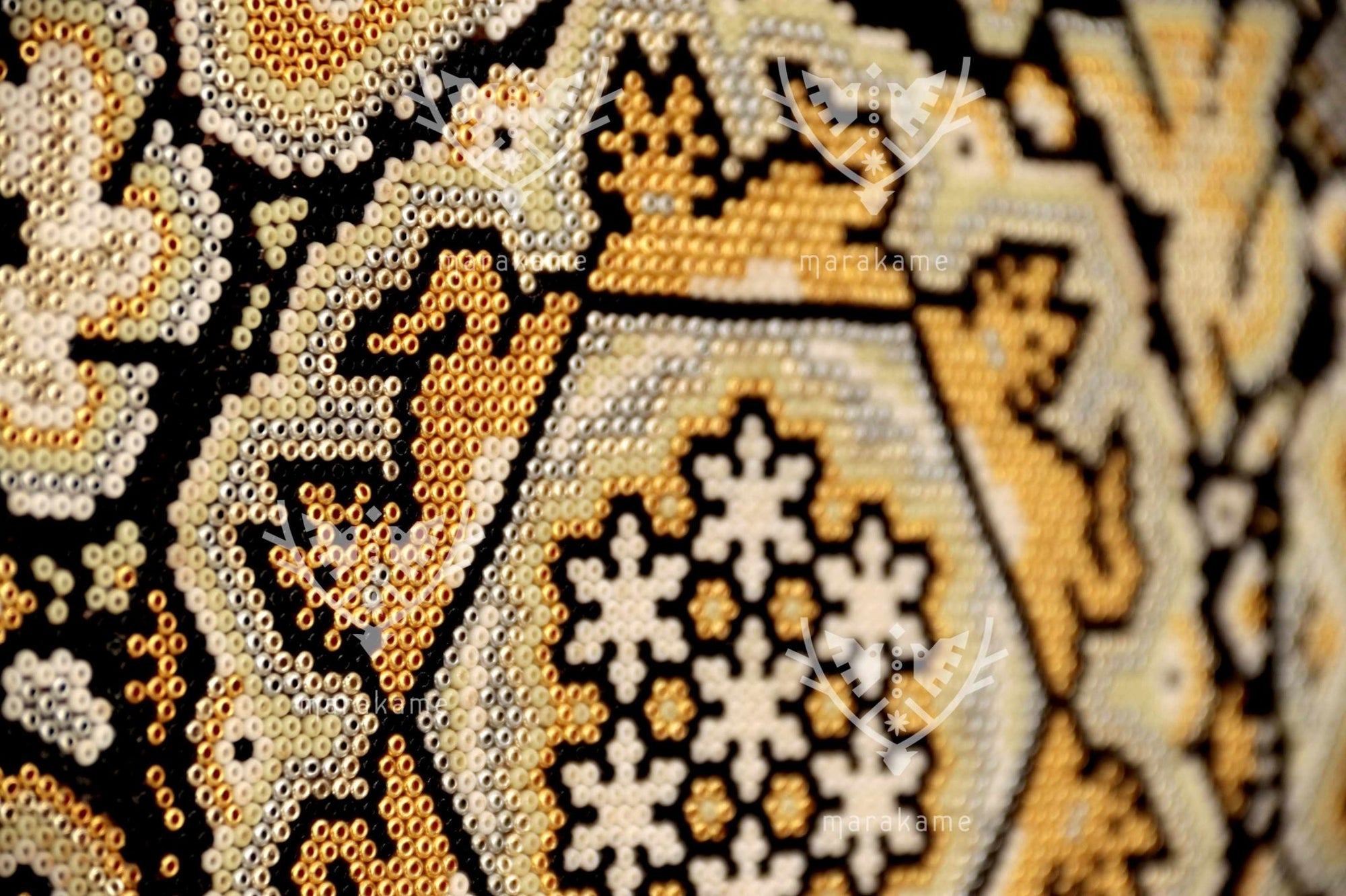 Nierika de Chaquira Círculo Huichol - Ewaripa - Velación de venado - 160 cm. - 2024 - 2025 - Arte Marakame
