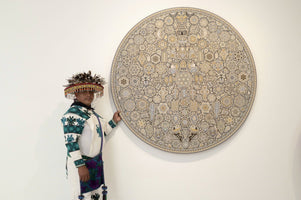 Nierika de Chaquira Círculo Huichol - Ewaripa - Velación de venado - 160 cm. - 2024 - 2025 - Arte Marakame