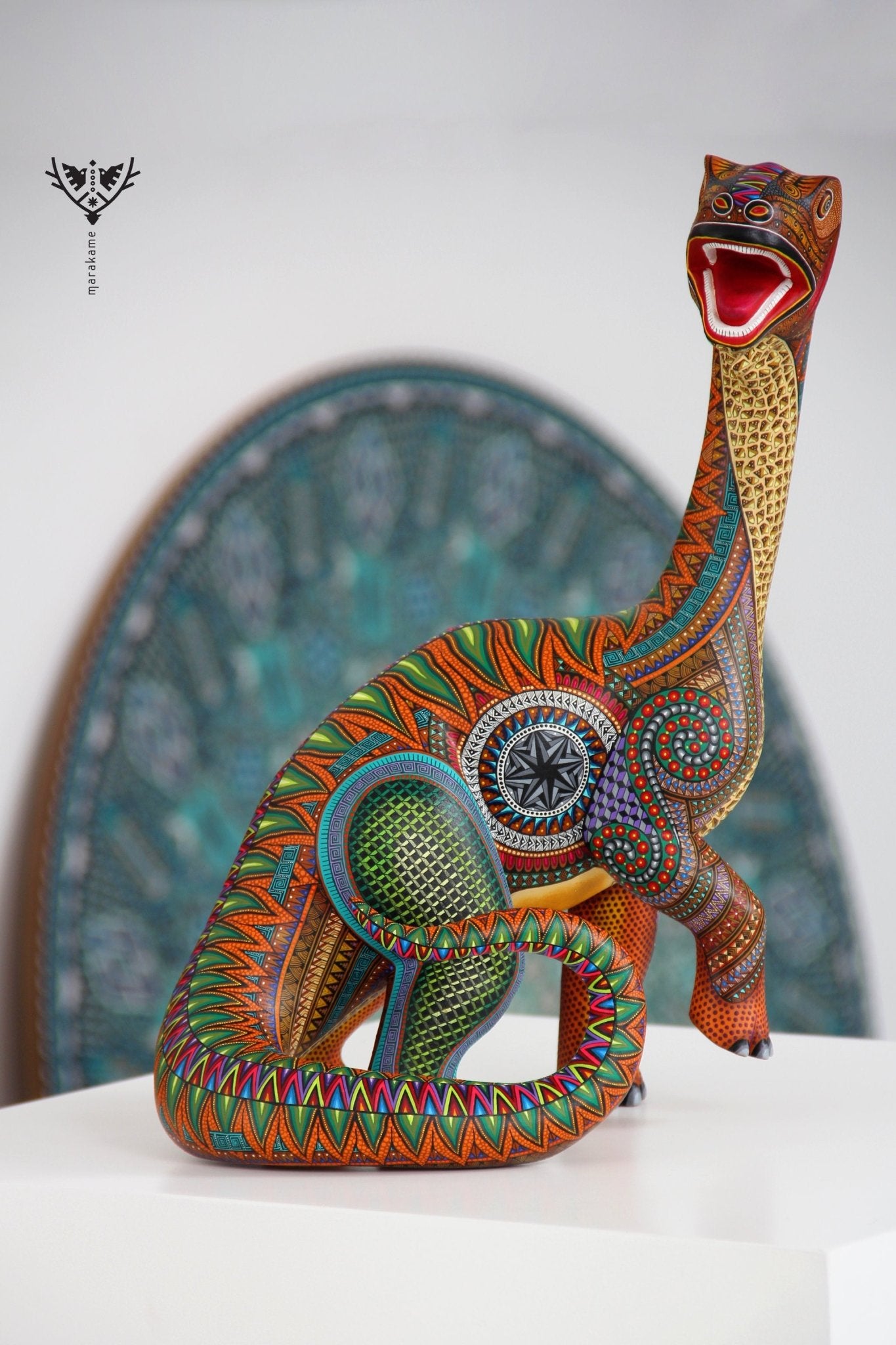 Alebrije - Brontosaurio - Arte Huichol - Marakame