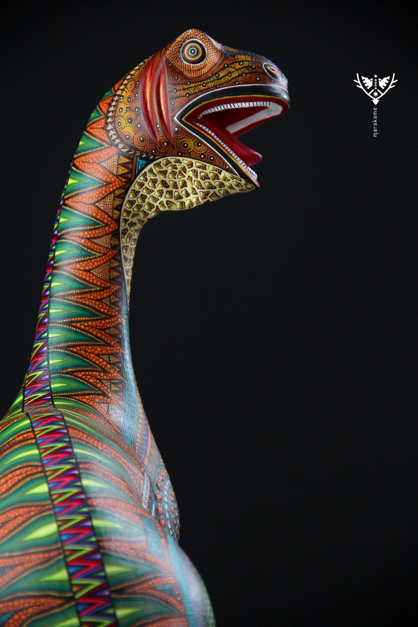Alebrije - Brontosaurio - Arte Huichol - Marakame