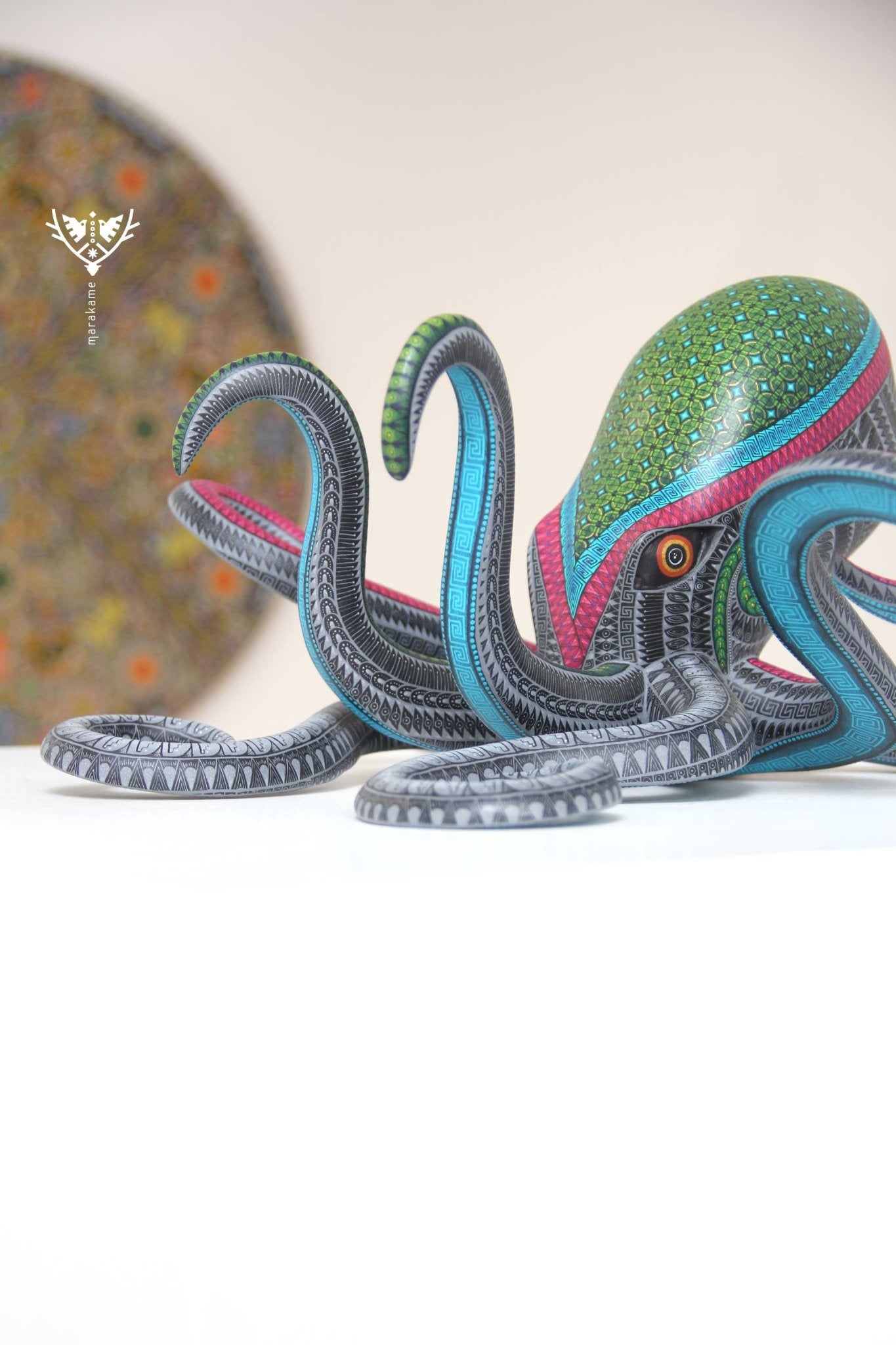 Alebrije - Calamar - Arte Huichol - Marakame