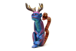 Alebrije - Chango cornudo cola de serpiente - Arte Huichol - Marakame