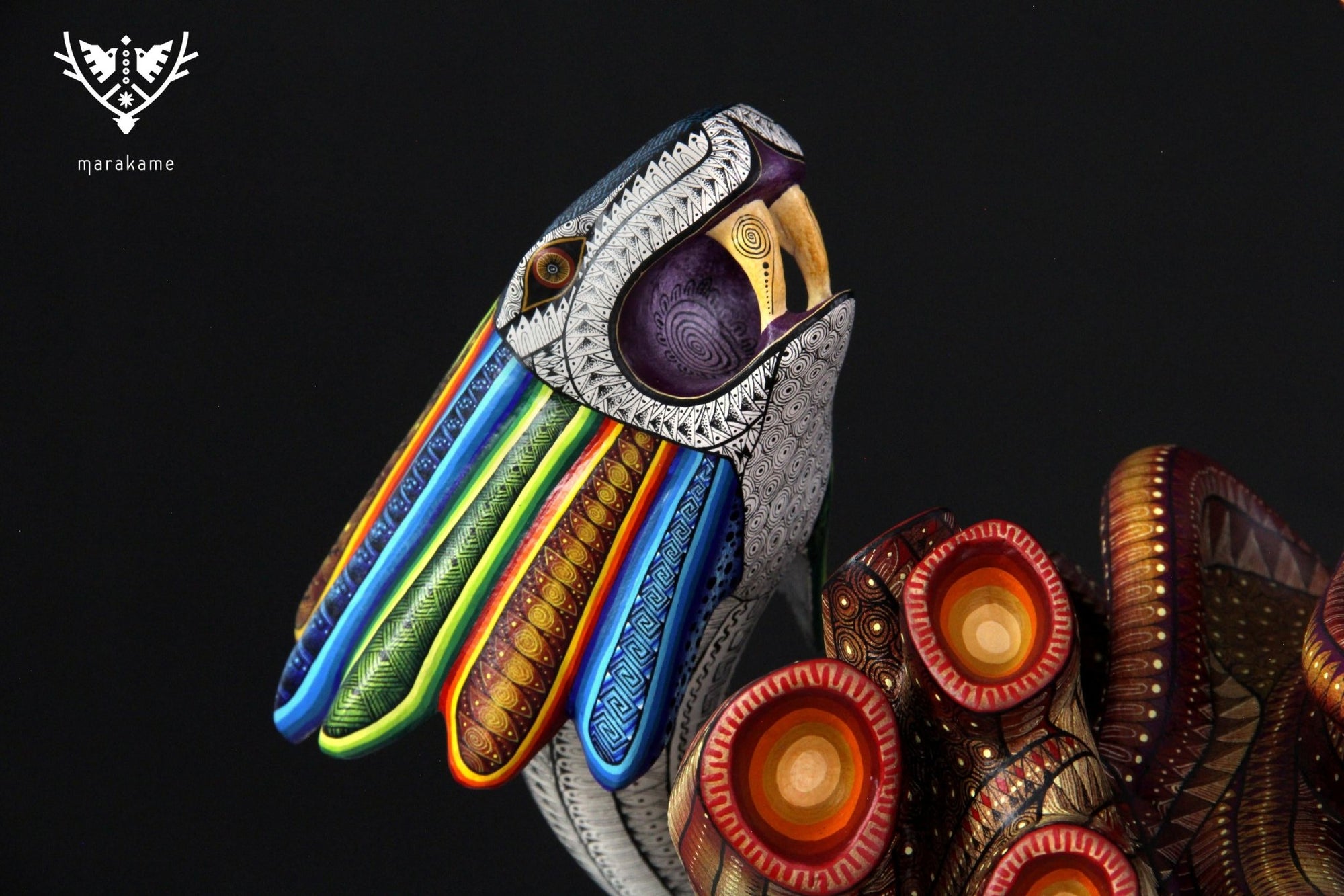 Alebrije - Danza de Quetzalcoatl - Arte Huichol - Marakame