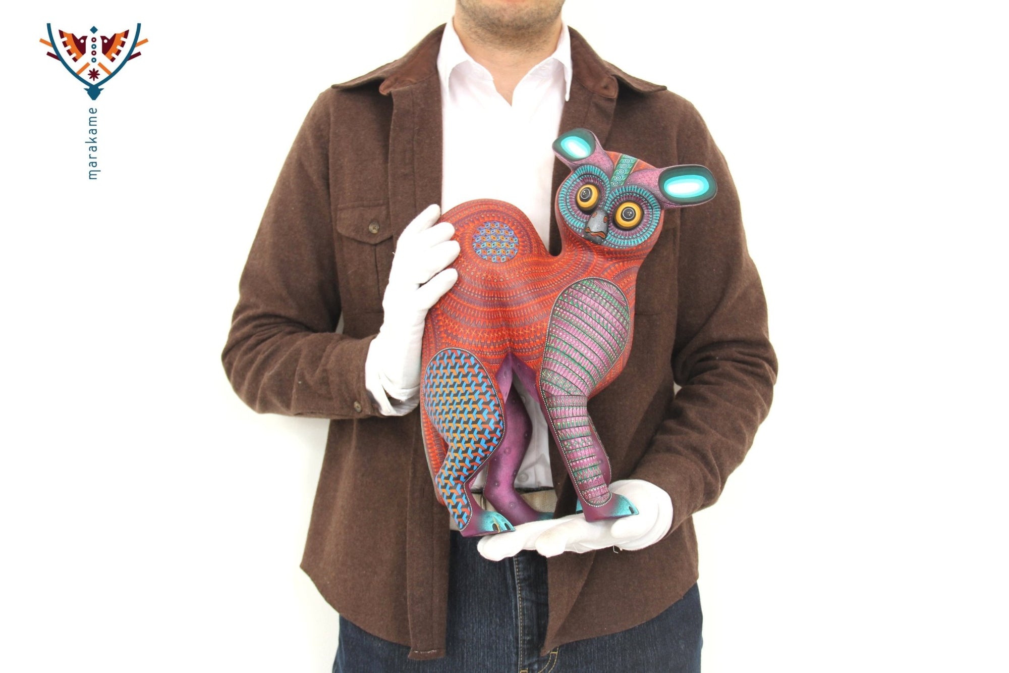 Alebrije - Fusión Búho Chango - Arte Huichol - Marakame