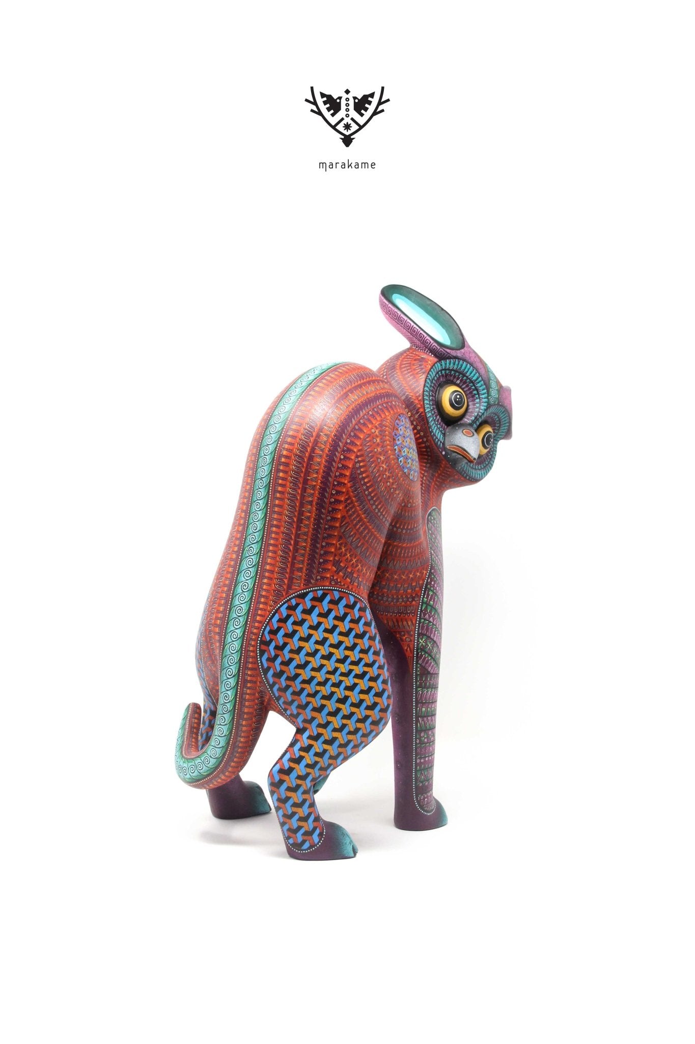 Alebrije - Fusión Búho Chango - Arte Huichol - Marakame