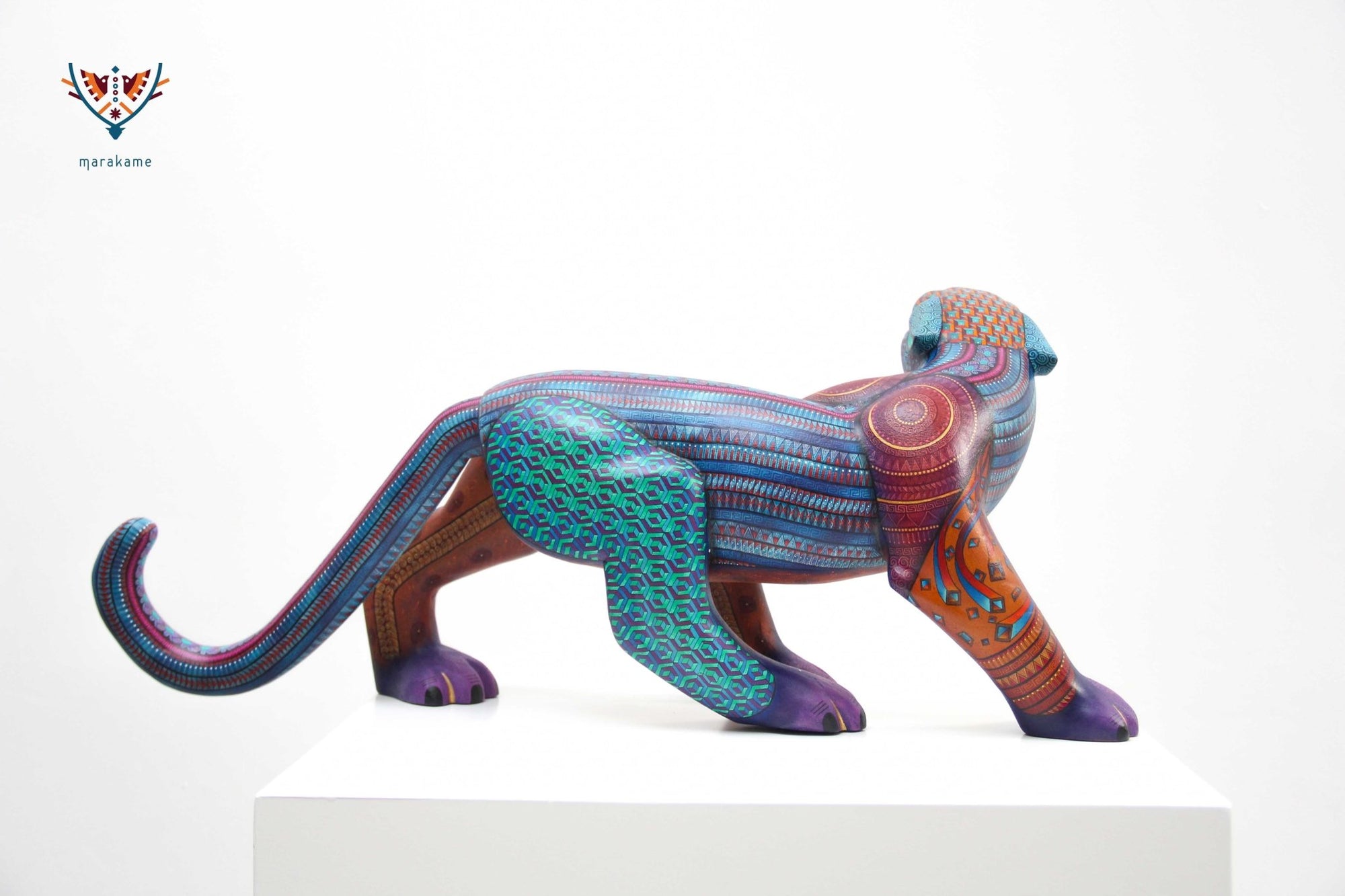 Alebrije Jaguar - Bell tigr - Arte Huichol - Marakame