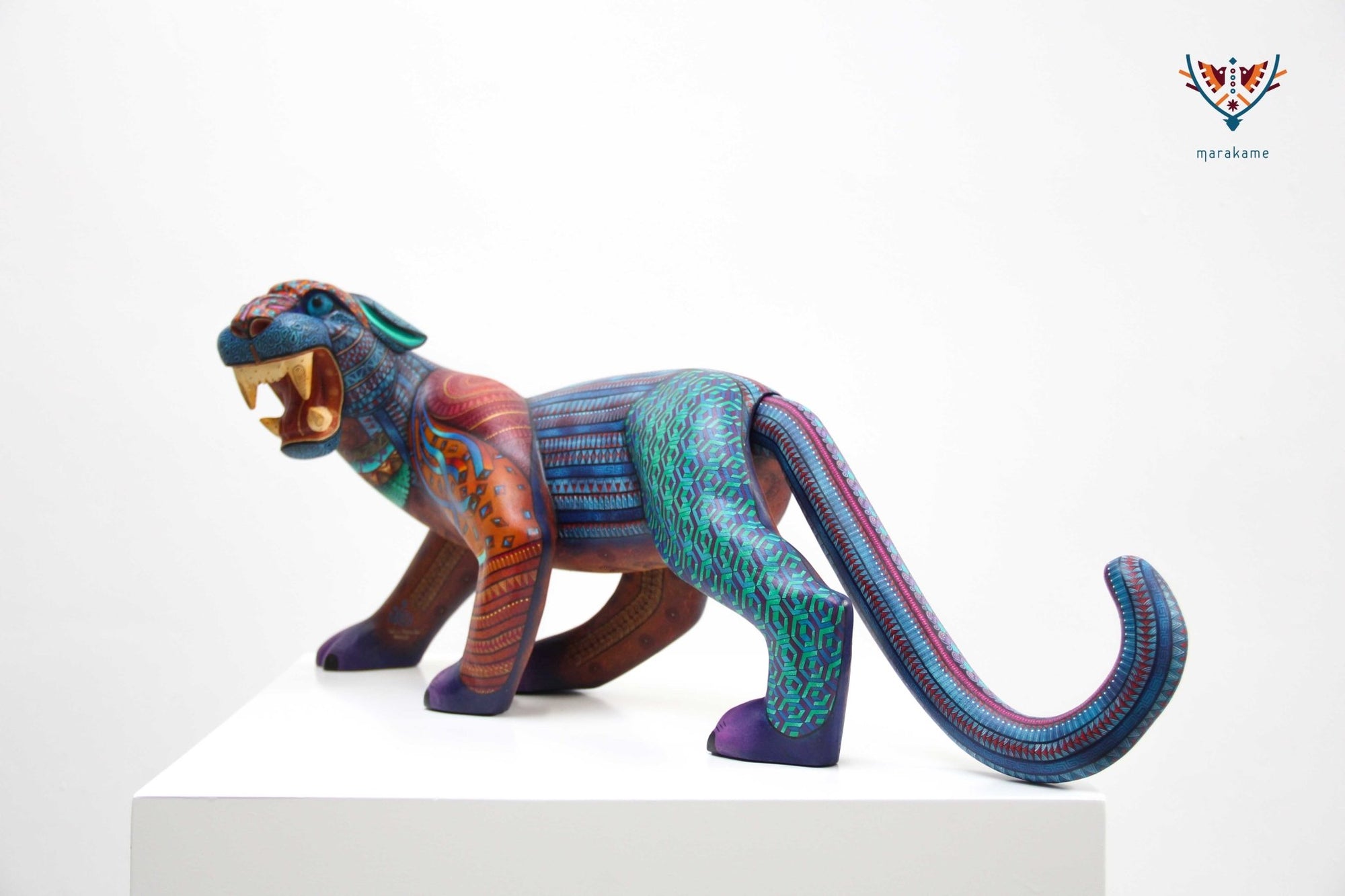 Alebrije Jaguar - Bell tigr - Arte Huichol - Marakame