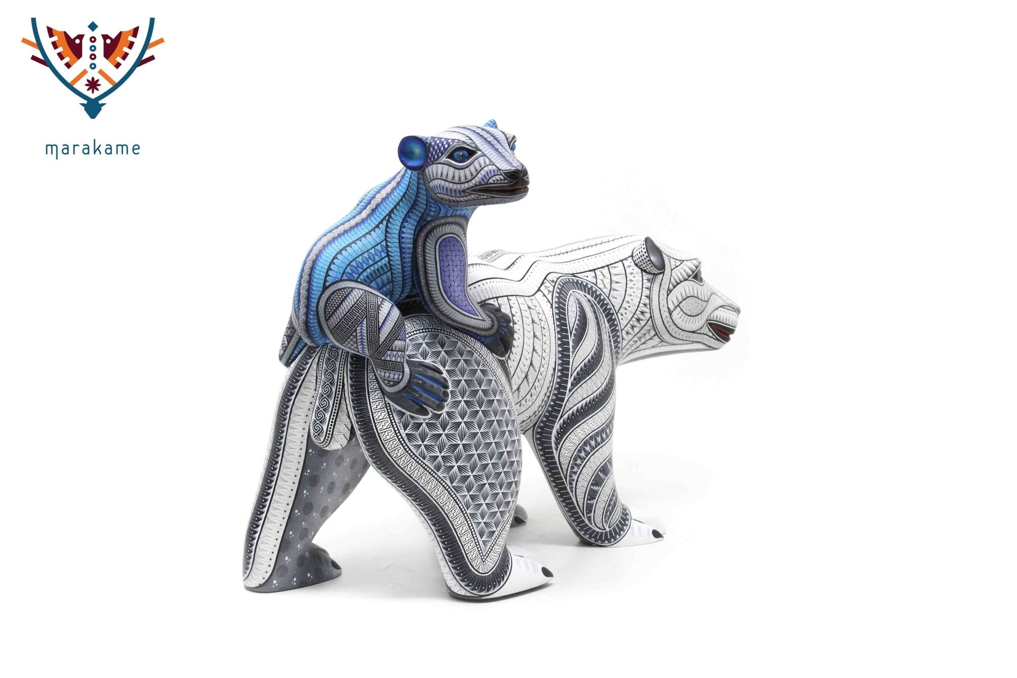 Alebrije - Osa polar madre con cría - Arte Huichol - Marakame