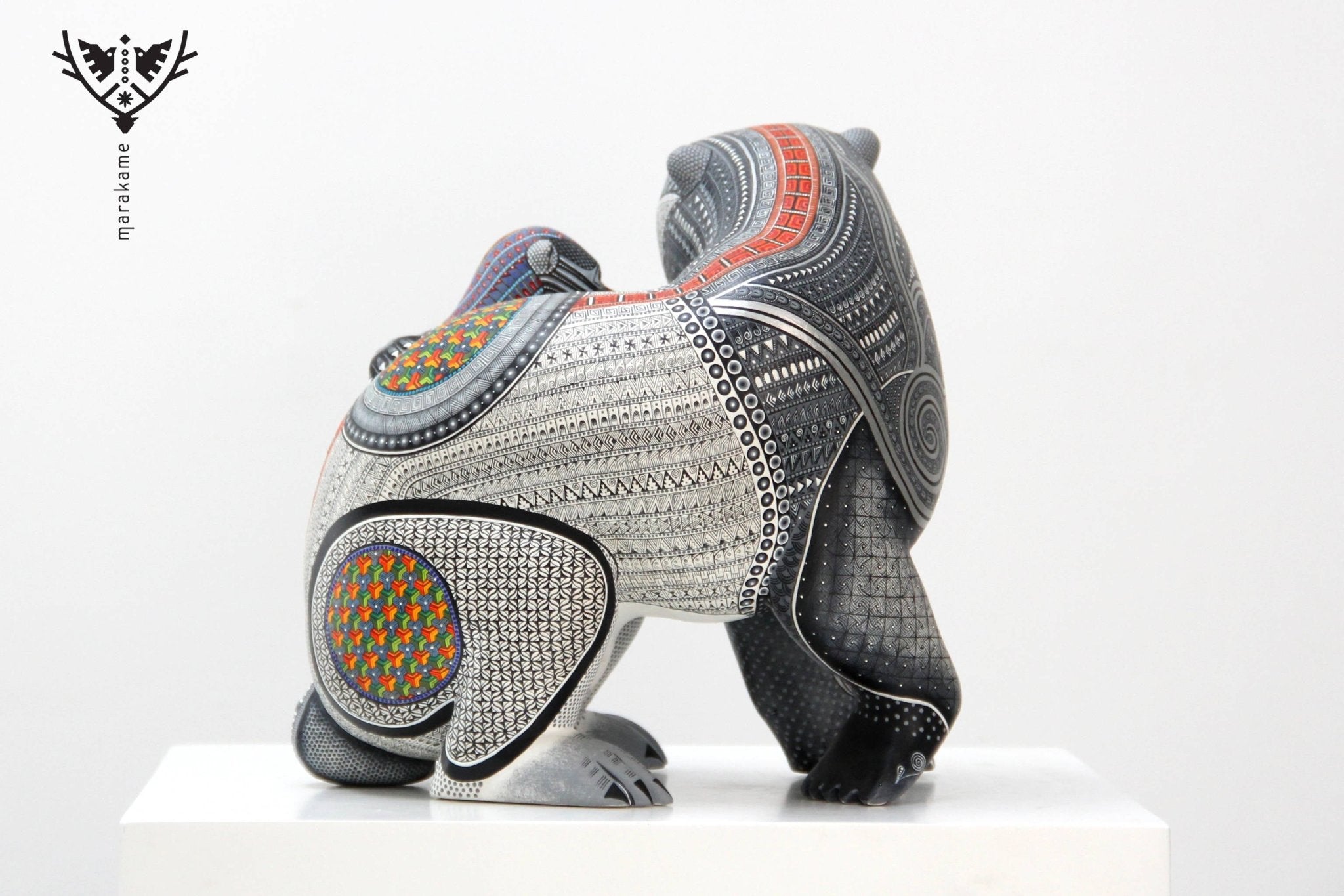 Alebrije - Oso con bebé - Arte Huichol - Marakame