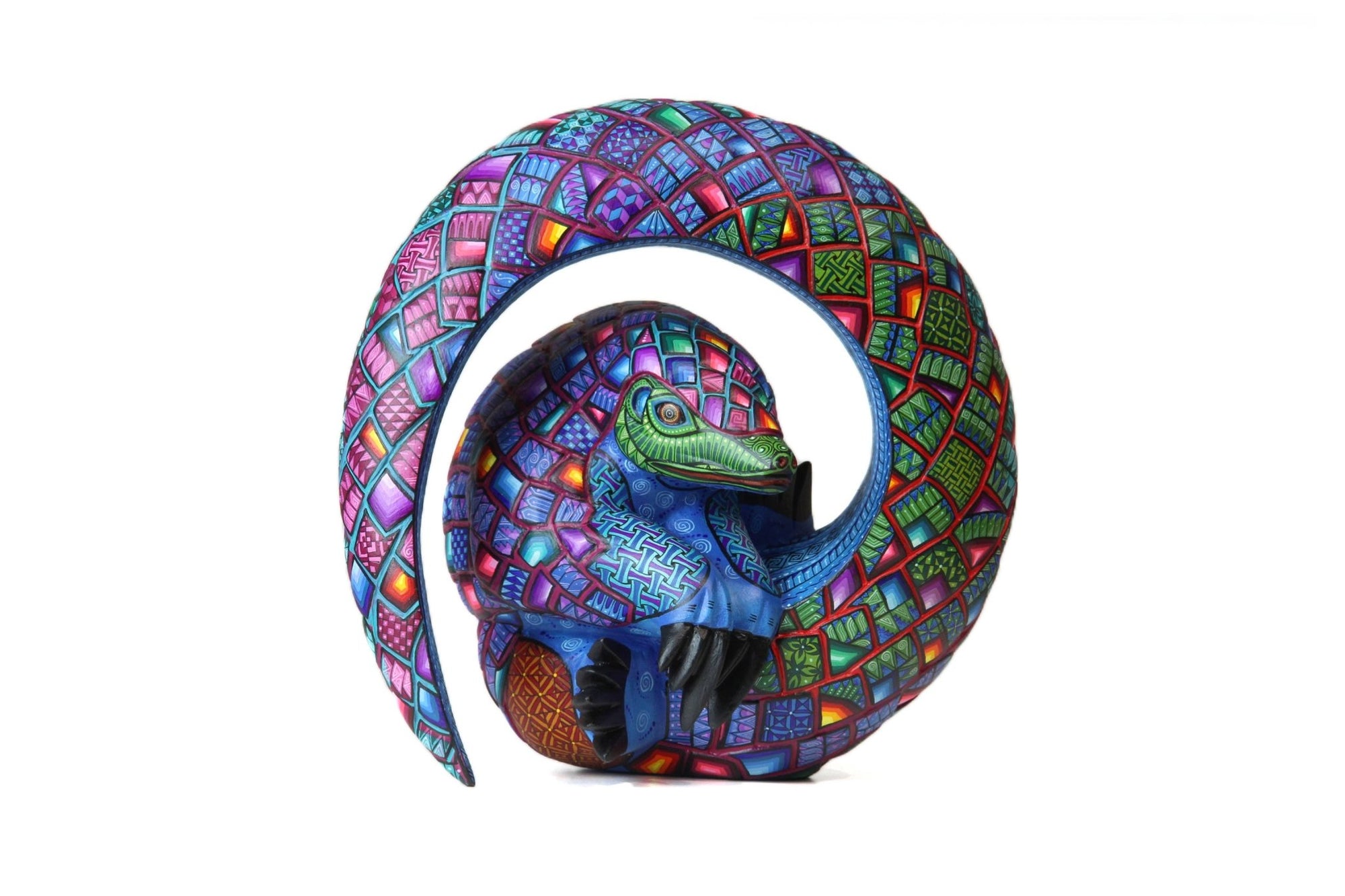 Alebrije - Pangolín enroscado - Arte Huichol - Marakame