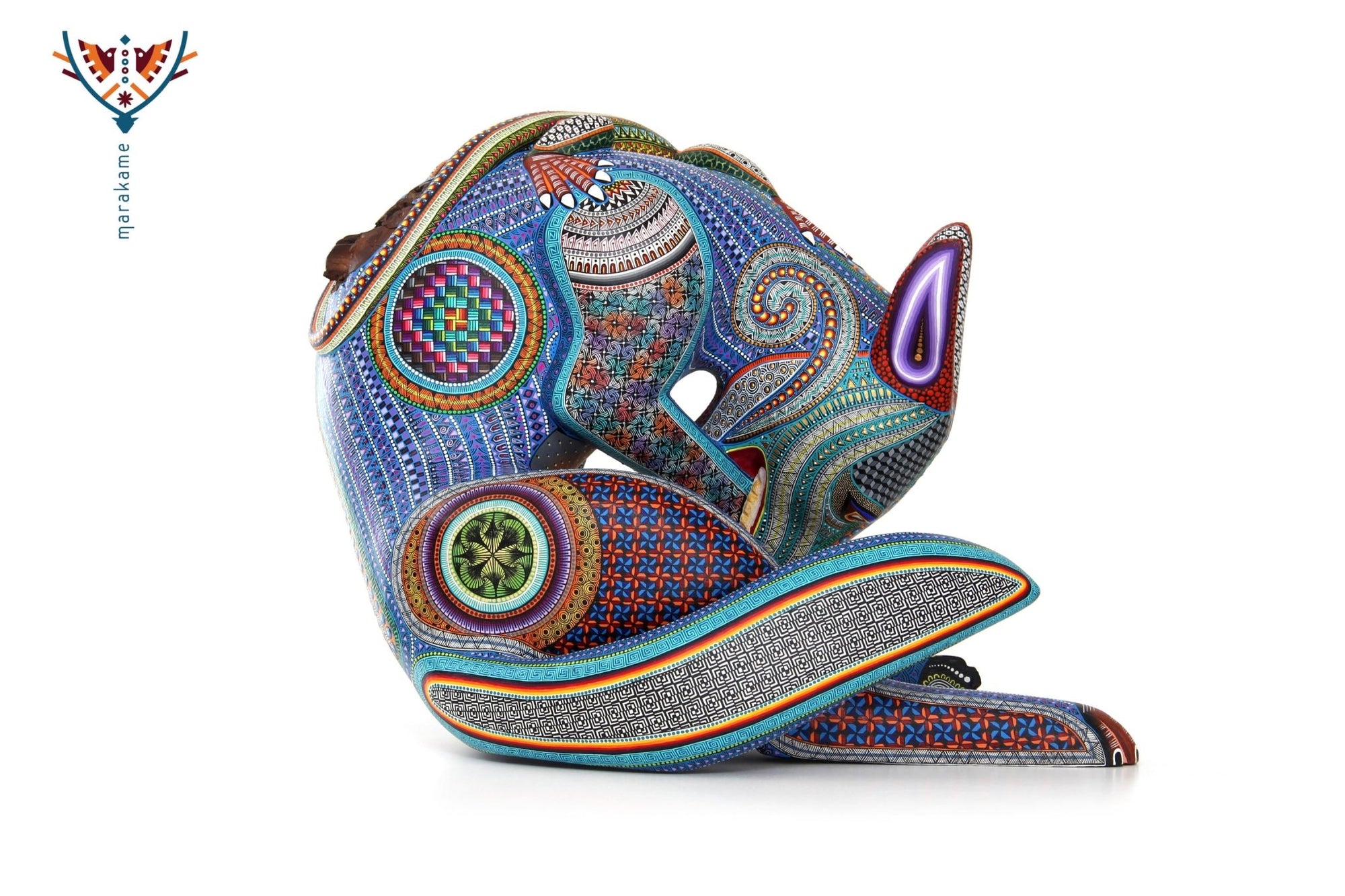 Alebrije - Perro con Iguana - Arte Huichol - Marakame