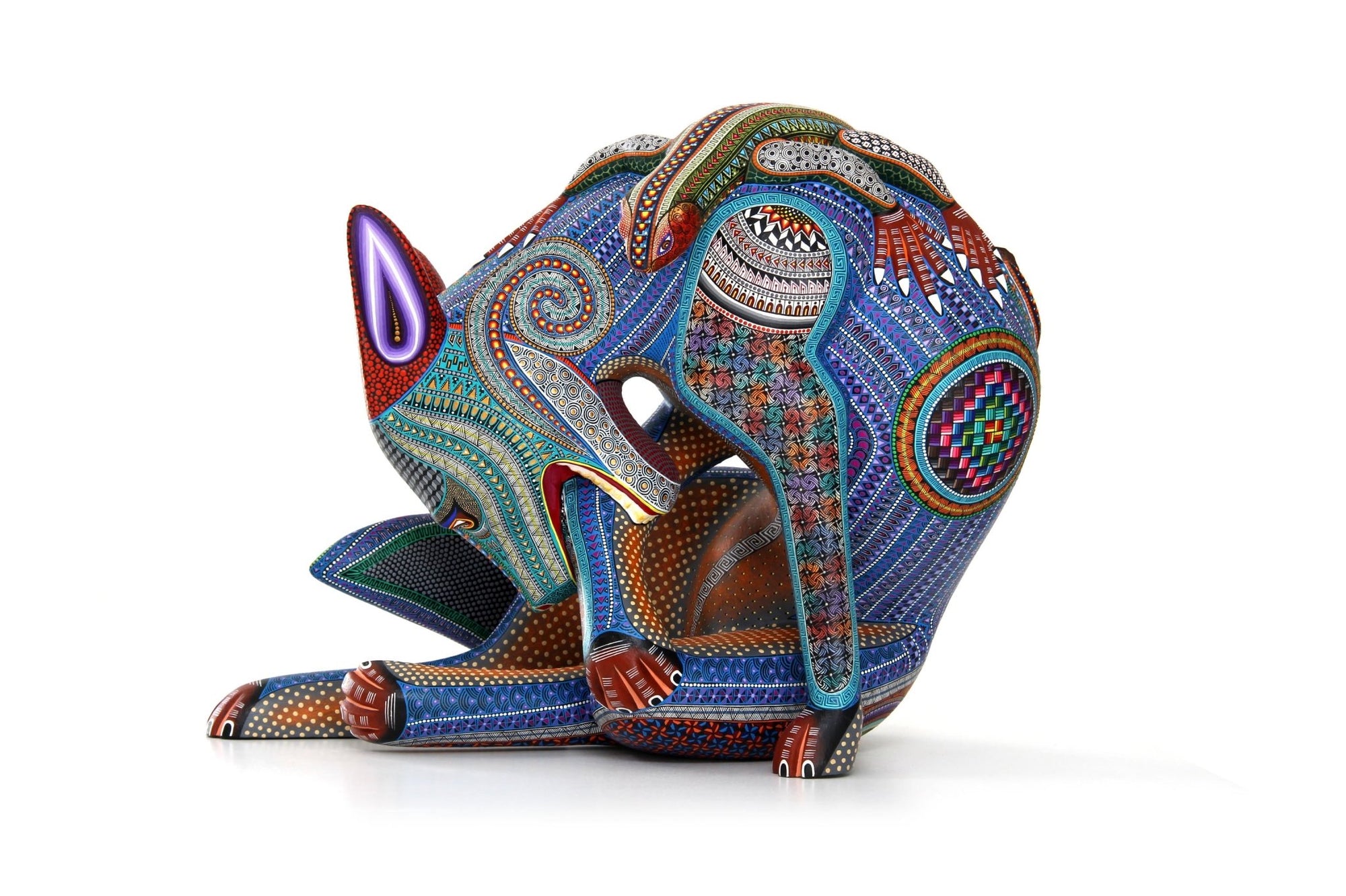 Alebrije - Perro con Iguana - Arte Huichol - Marakame