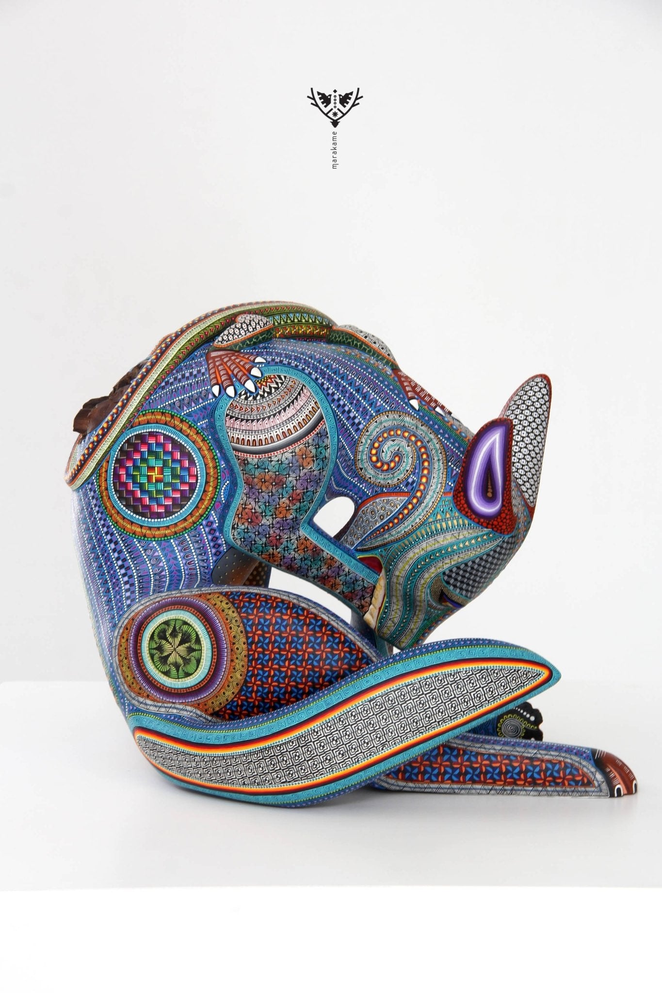 Alebrije - Perro con Iguana - Arte Huichol - Marakame