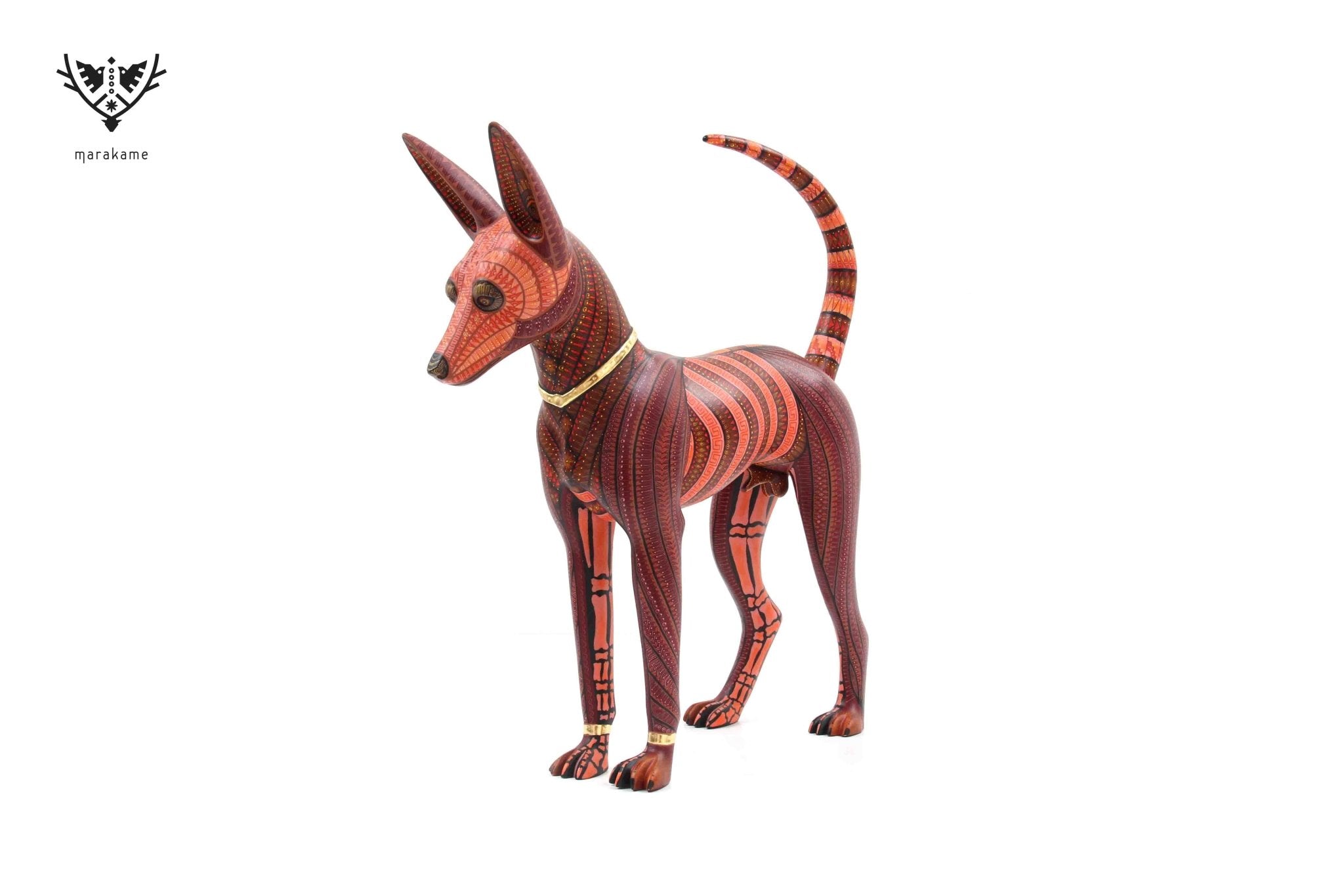 Alebrije perro - Xoloitzcuintle #2 - Eterno Reposo - Arte Huichol - Marakame