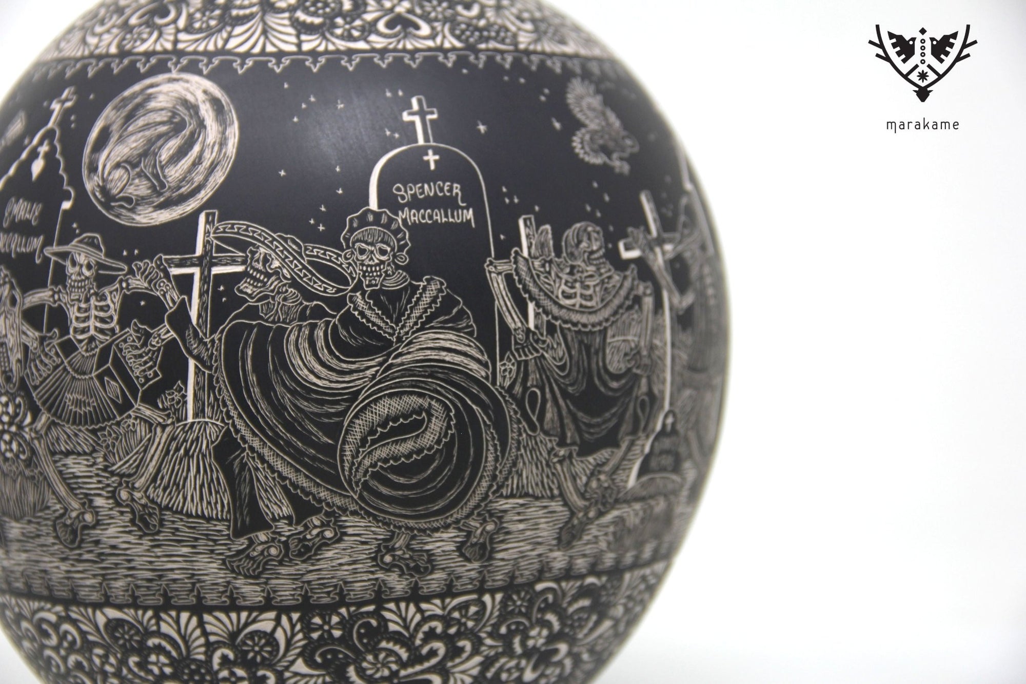 Cerámica de Mata Ortiz - Descanso en paz - Noche - Arte Huichol - Marakame