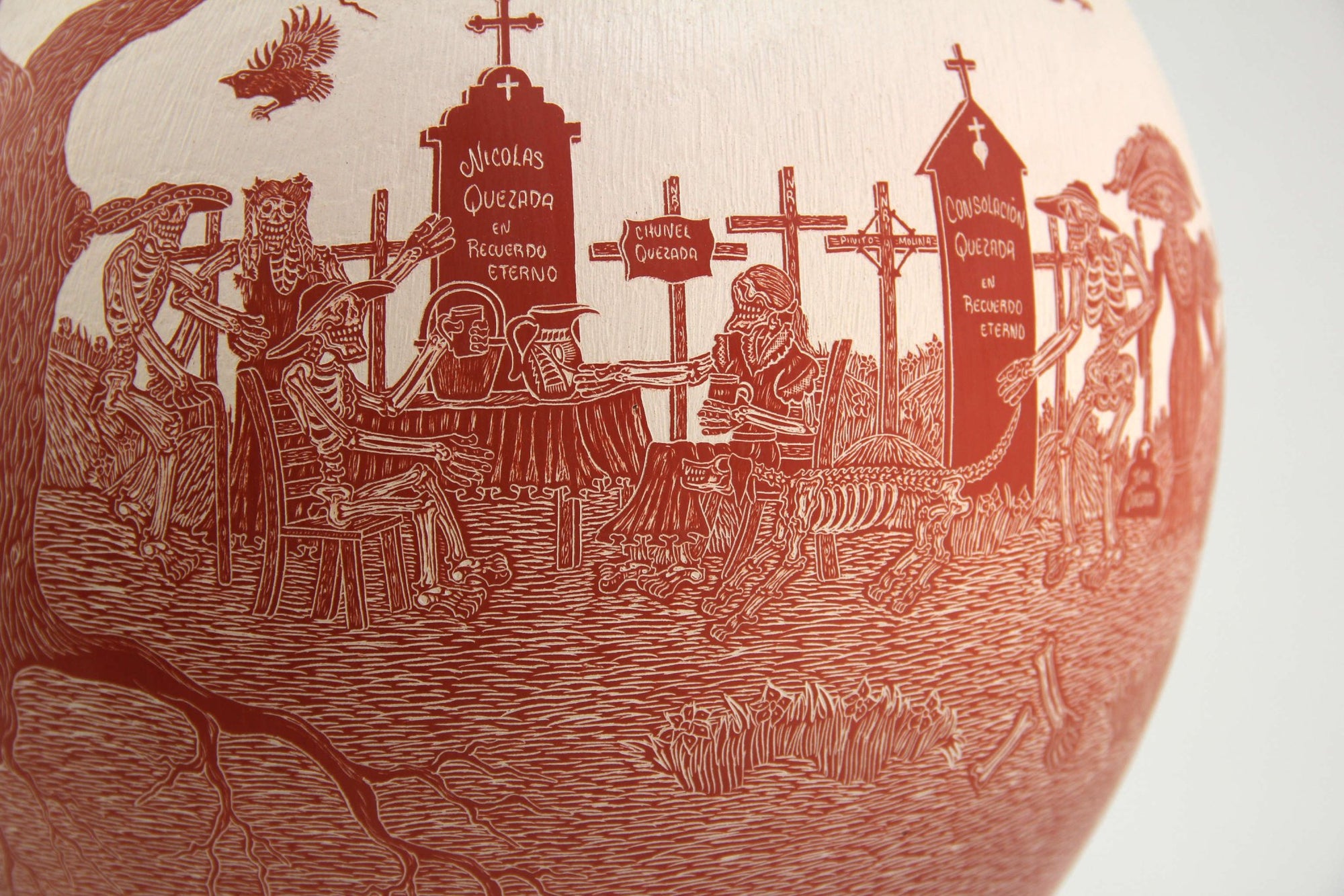 Cerámica de Mata Ortiz - Día de Muertos - Convivio en el cementerio - Arte Huichol - Marakame
