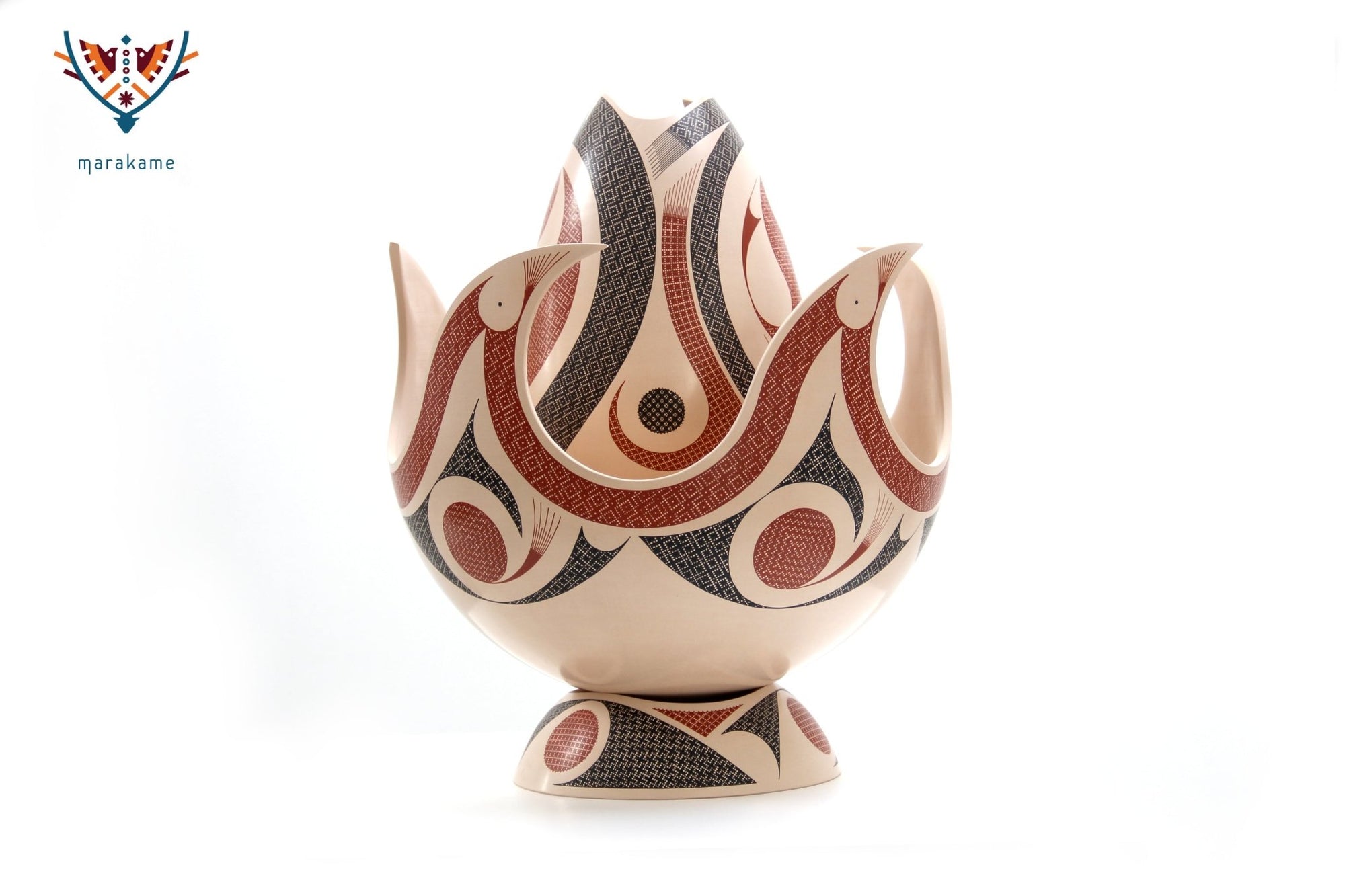 Cerámica de Mata Ortiz - Fuego - Pieza maestra - Arte Huichol - Marakame