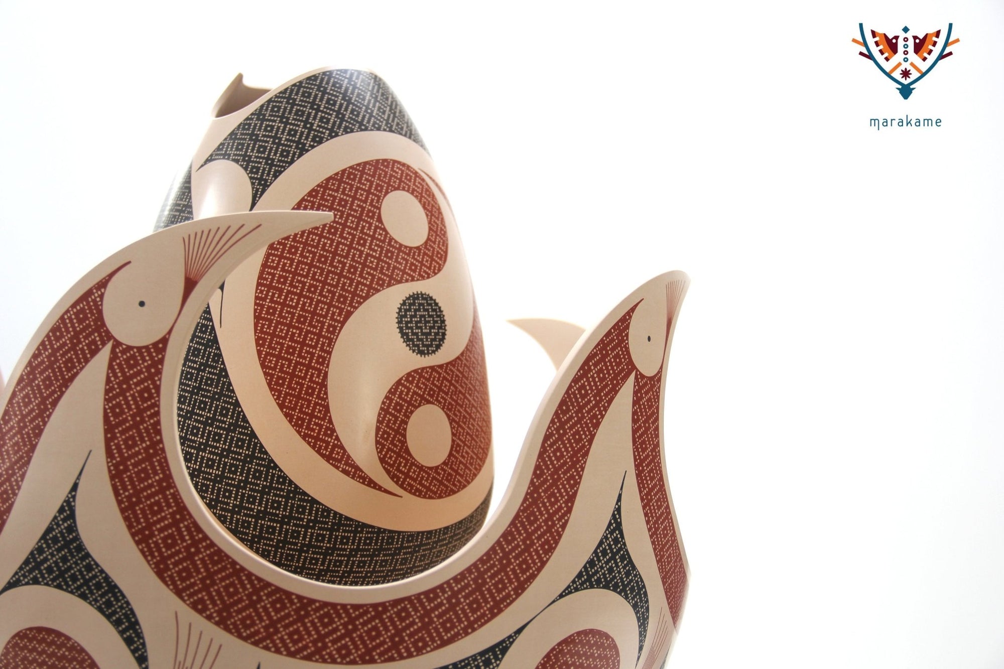 Cerámica de Mata Ortiz - Fuego - Pieza maestra - Arte Huichol - Marakame
