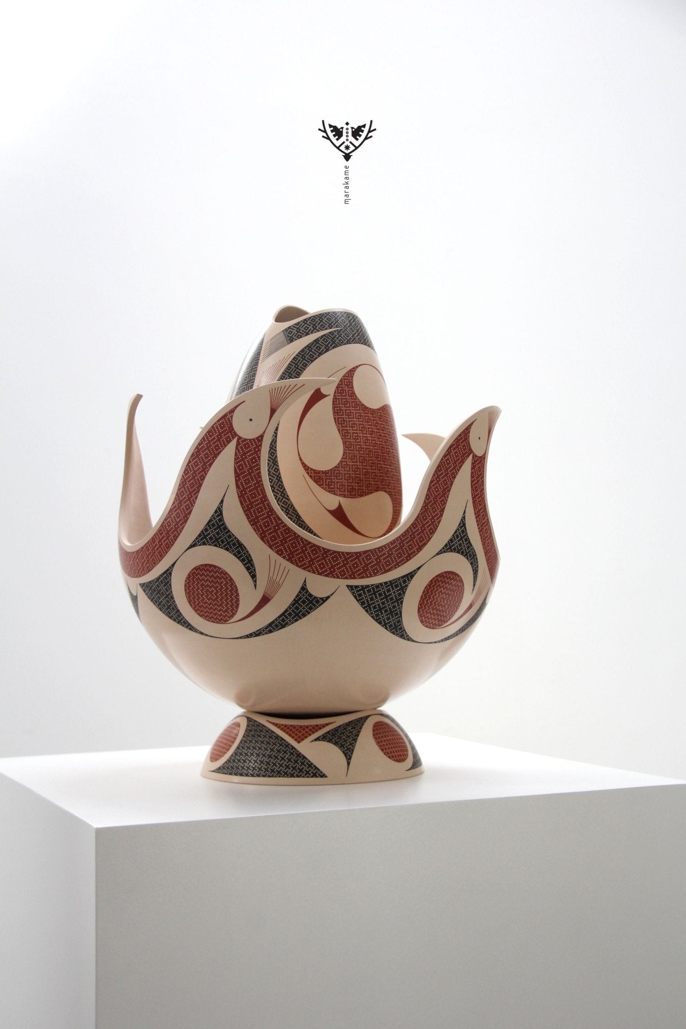 Cerámica de Mata Ortiz - Fuego - Pieza maestra - Arte Huichol - Marakame