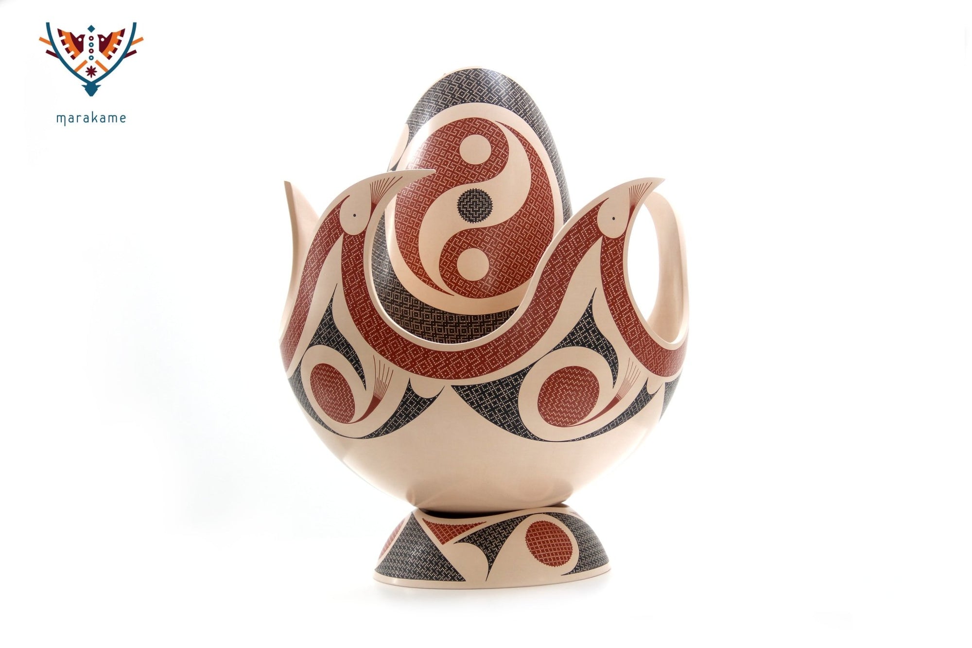 Cerámica de Mata Ortiz - Fuego - Pieza maestra - Arte Huichol - Marakame