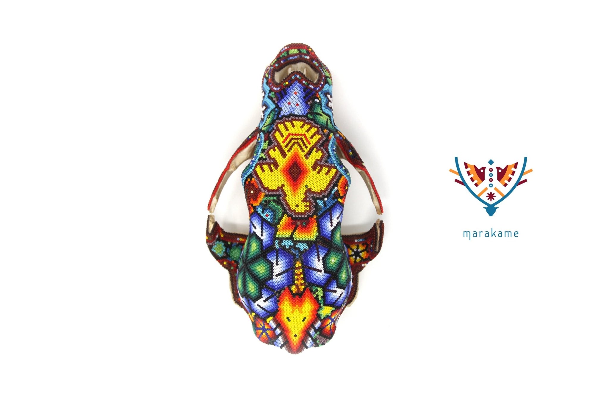 Cráneo de oso Huichol -"Werika Rhotze" - Arte Huichol - Marakame