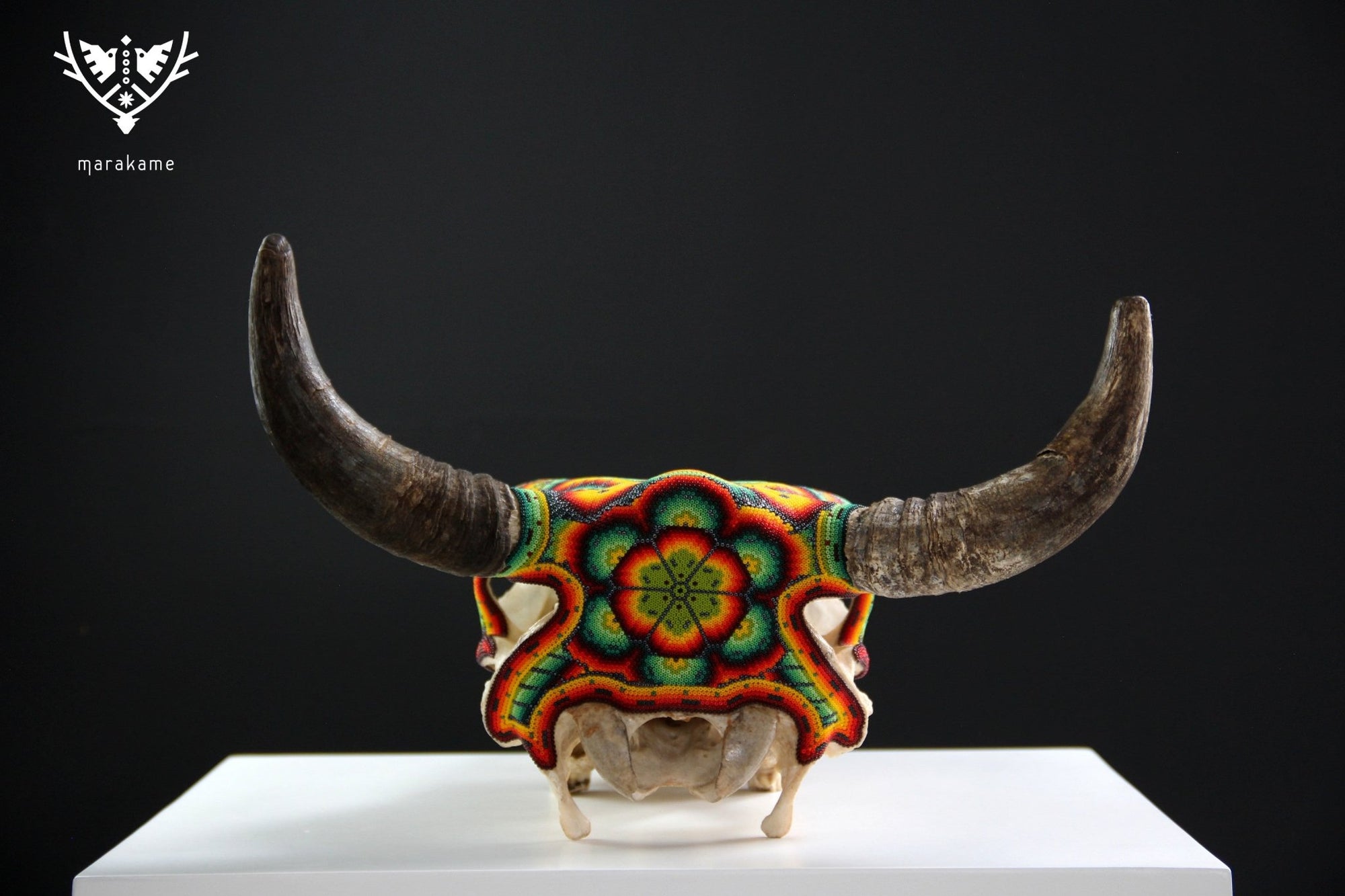 Cráneo de vaca Arte Huichol - Niwetsika - Arte Huichol - Marakame