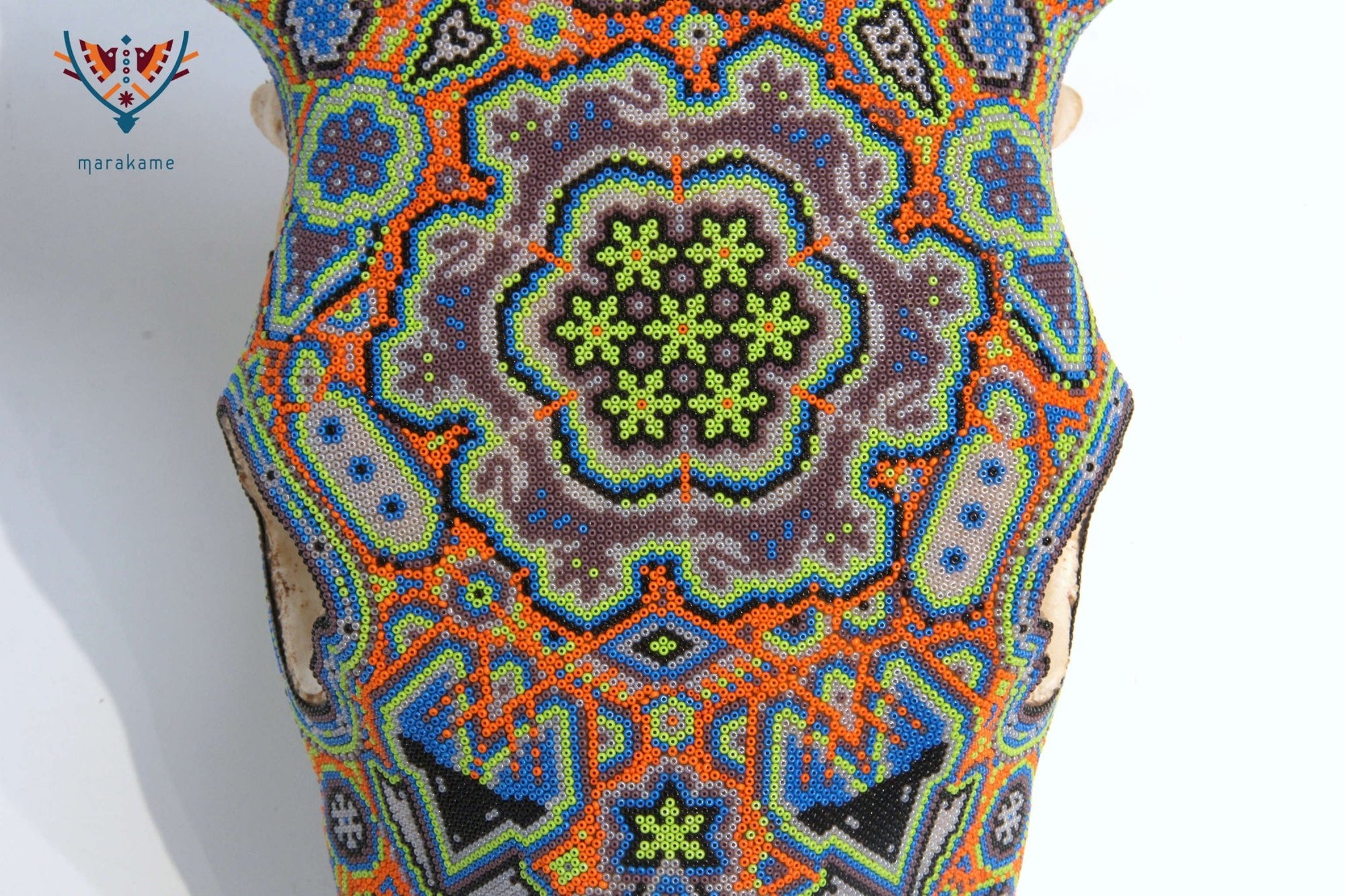 Cráneo de vaca Arte Huichol - Peyote - Arte Huichol - Marakame