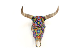 Cráneo de vaca Arte Huichol - Xurawe temai - Arte Huichol - Marakame