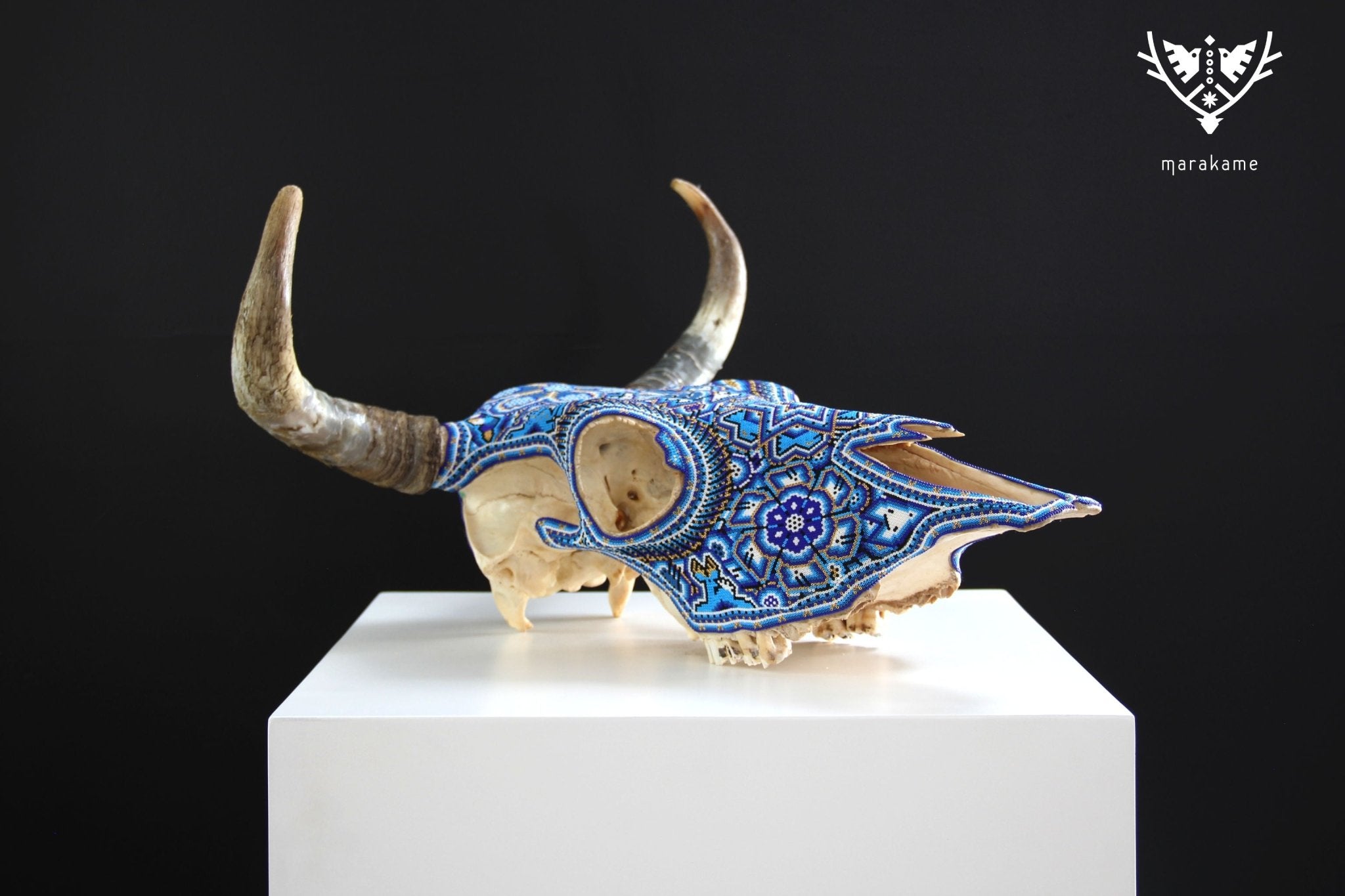 Cráneo de vaca Arte Huichol - Xurawe Temai - Arte Huichol - Marakame