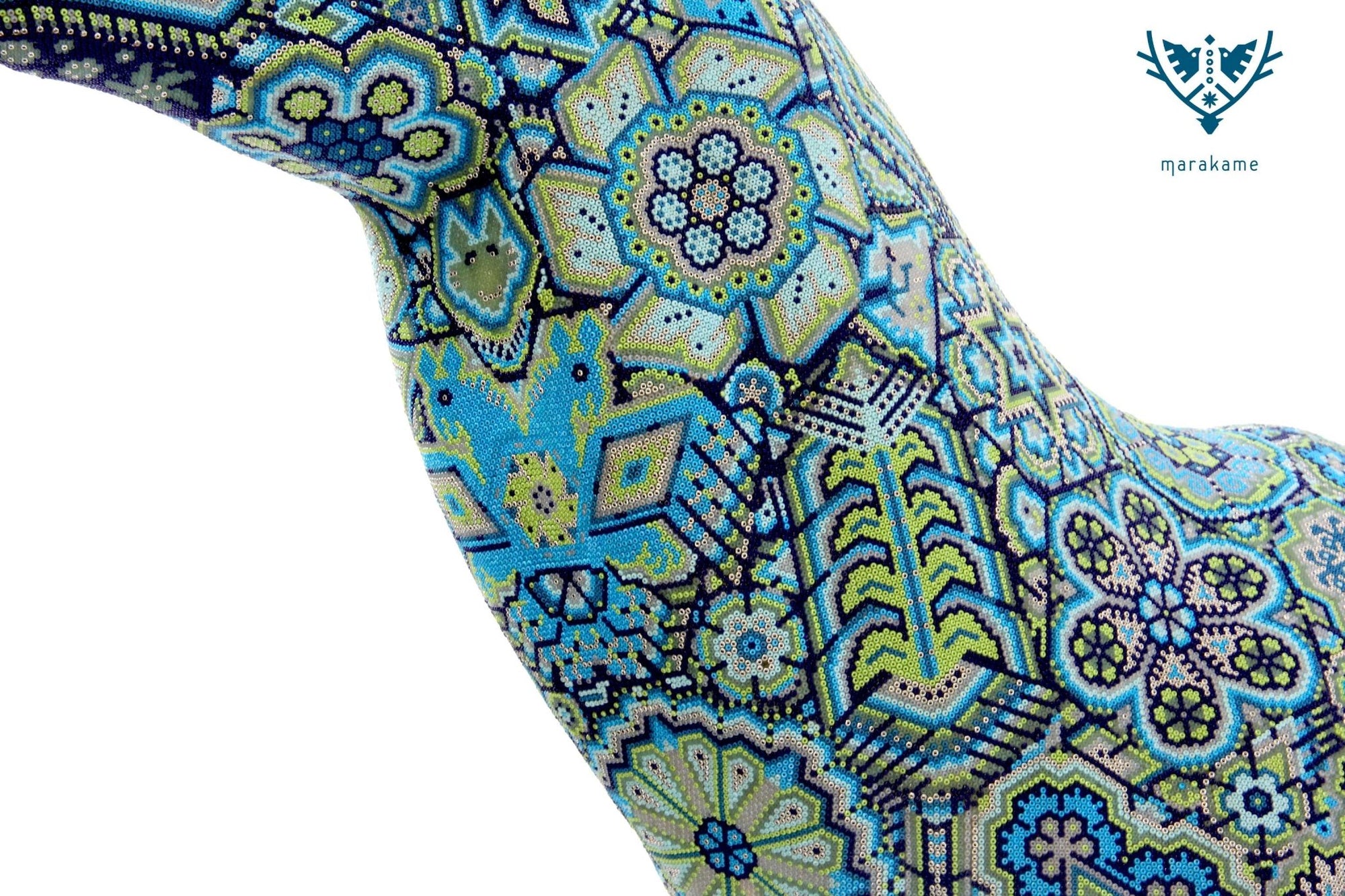 Escultura Arte Huichol - Cabeza de Venado azul - Kauyumarie - Arte Huichol - Marakame