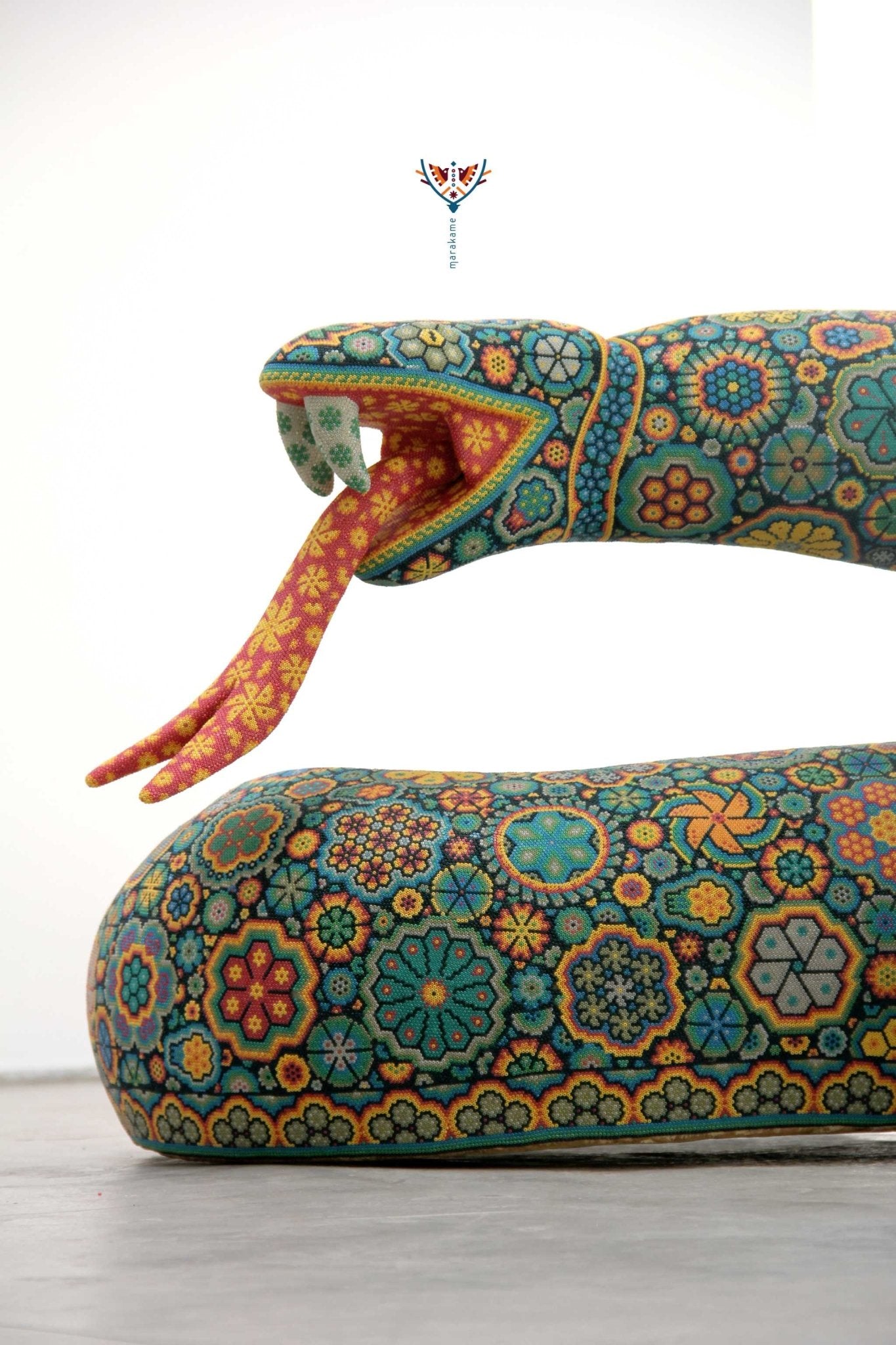 Escultura Arte Huichol - Serpiente - Raie - Arte Huichol - Marakame