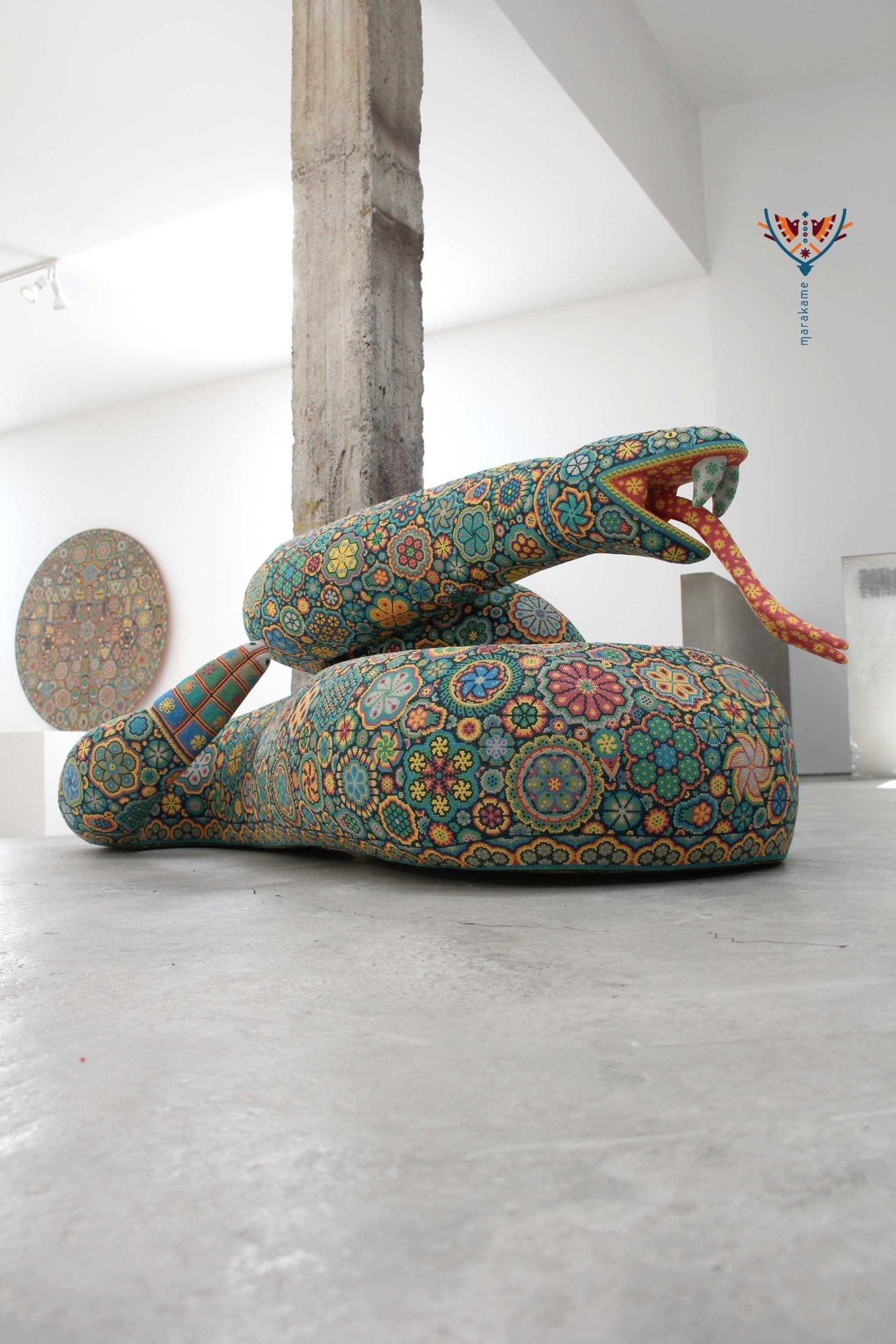 Escultura Arte Huichol - Serpiente - Raie - Arte Huichol - Marakame