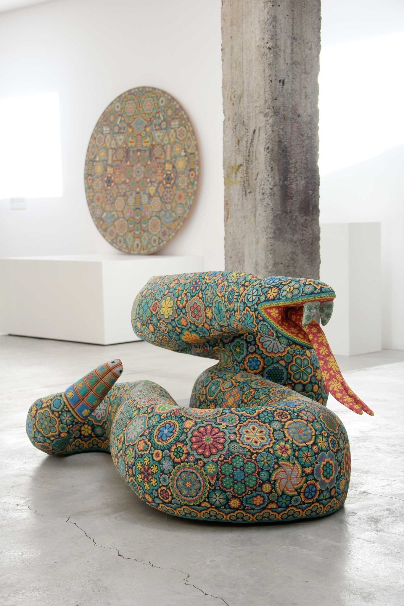 Escultura Arte Huichol - Serpiente - Raie - Arte Huichol - Marakame