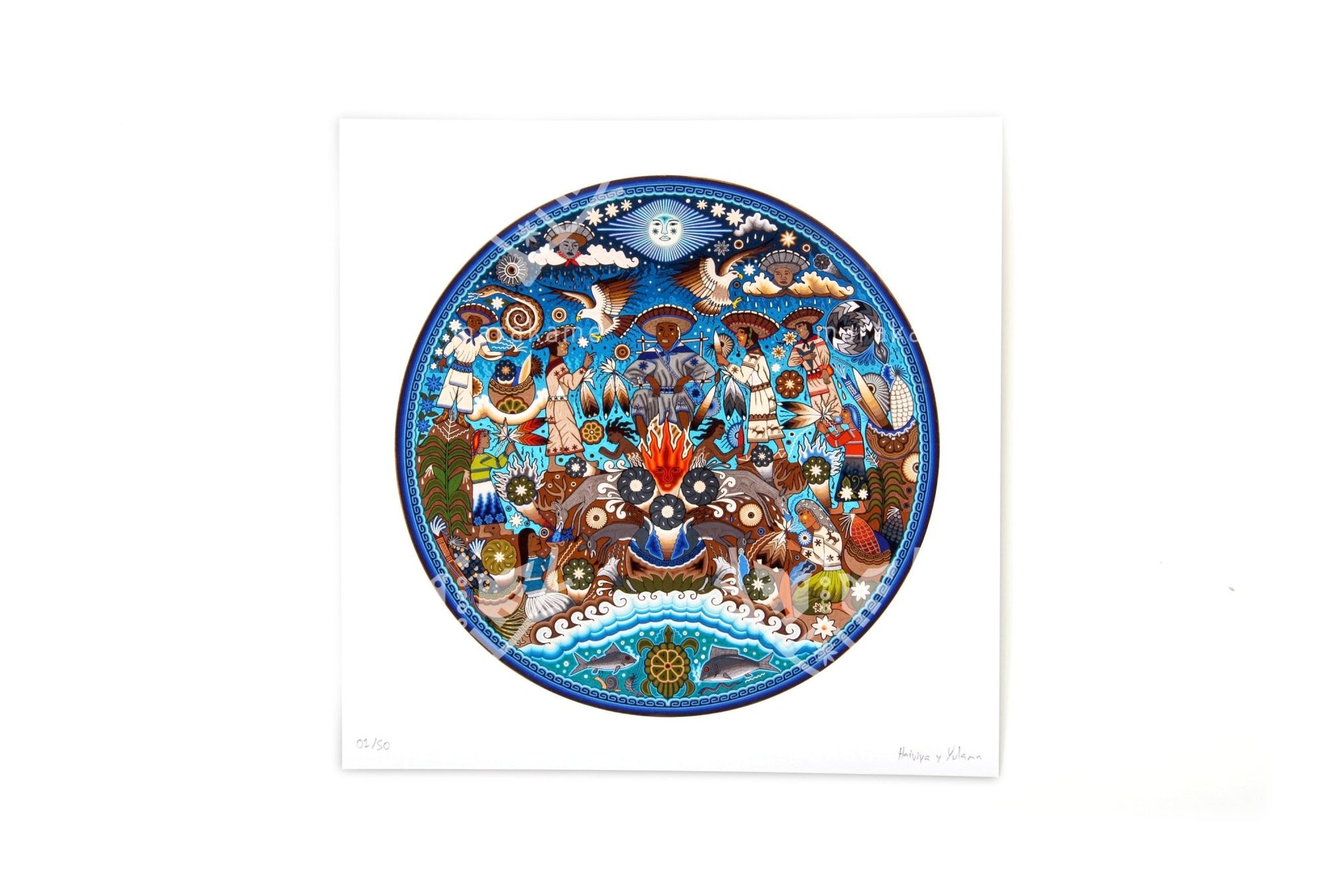 Ite+ri wewiya Haramara tsie timieme - 30 x 30 cm. - 12 x 12 in. - Arte Huichol - Marakame