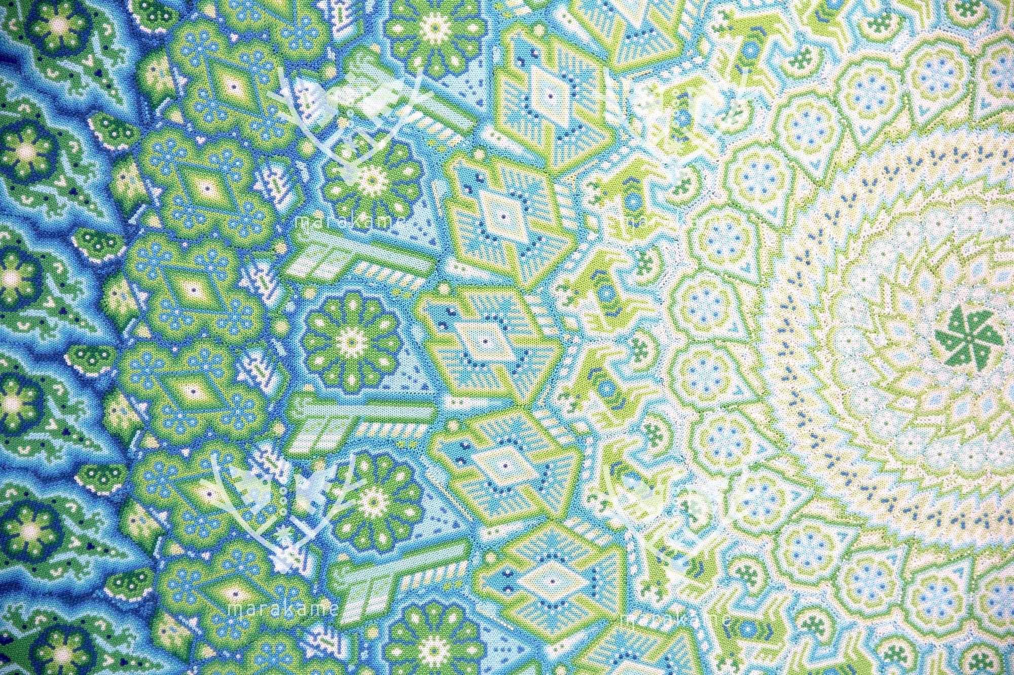 Nierika de Chaquira Circulo Aykutsi meniuwe - Peyote que habla y pide las ofrendas - 160 cm. - Arte Huichol - Marakame