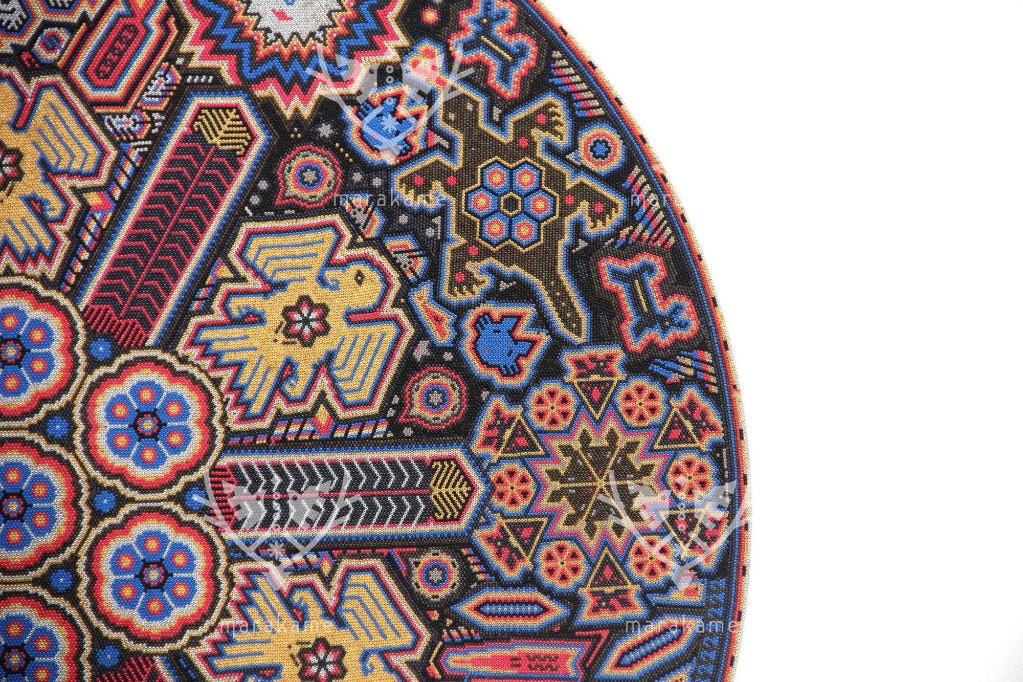 Nierika de Chaquira Círculo Huichol - Wexik+a - 90 cm. - Arte Huichol - Marakame