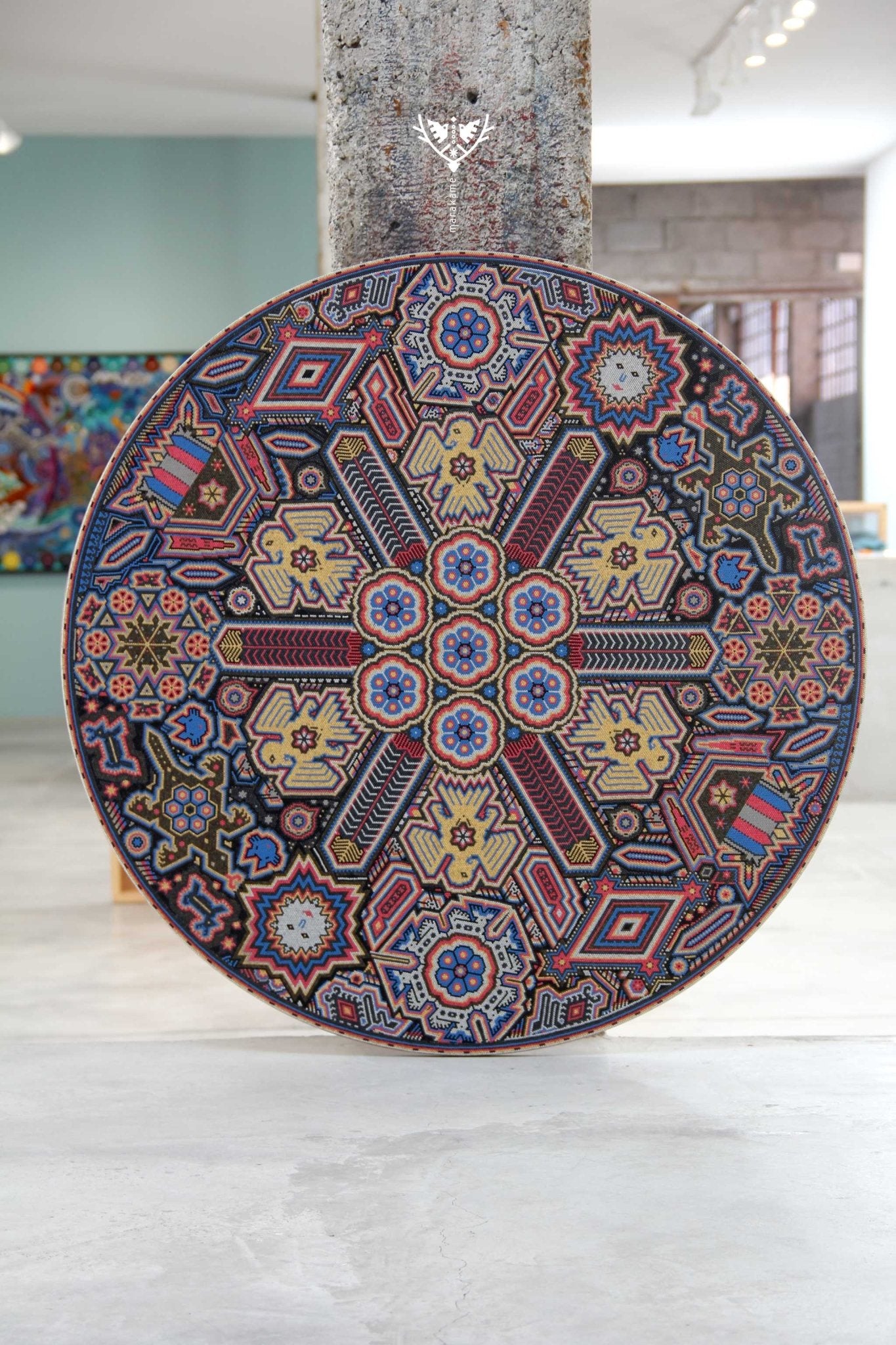 Nierika de Chaquira Círculo Huichol - Wexik+a - 90 cm. - Arte Huichol - Marakame
