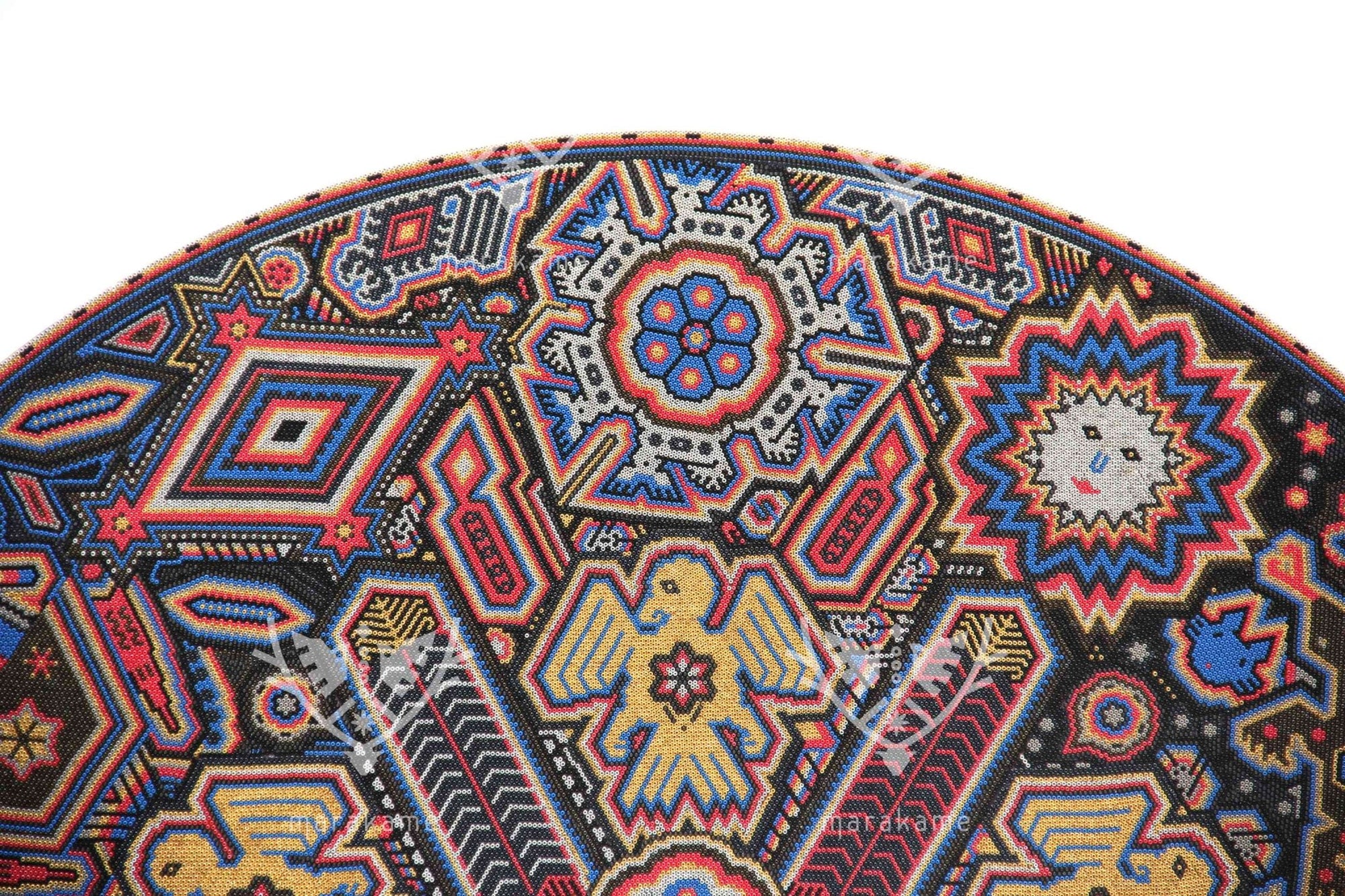 Nierika de Chaquira Círculo Huichol - Wexik+a - 90 cm. - Arte Huichol - Marakame