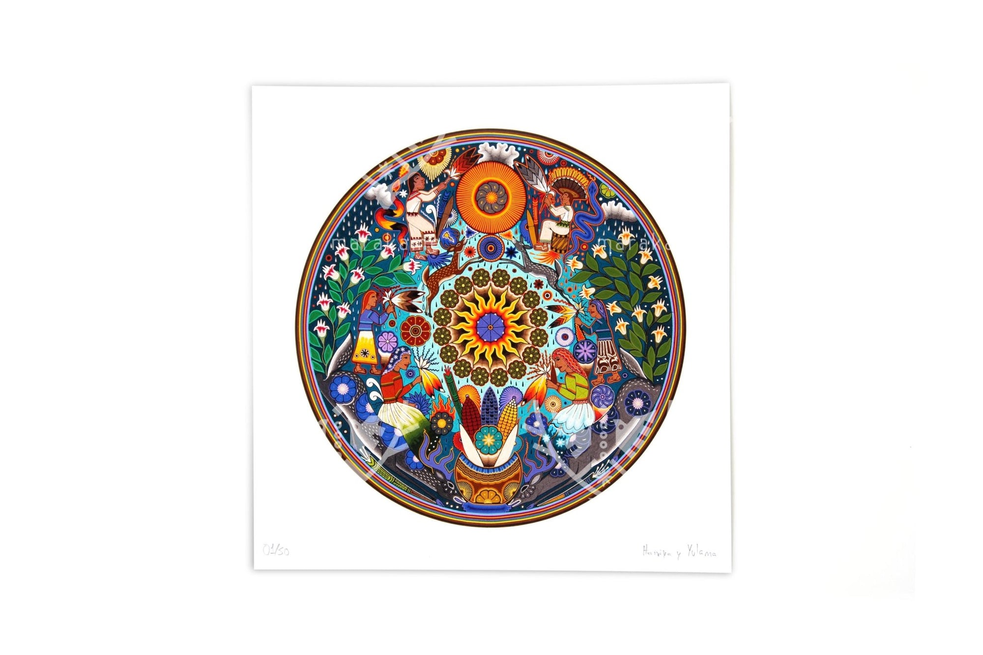 Ukari Marakate - 30 x 30 cm. - 12 x 12 in. - Arte Huichol - Marakame