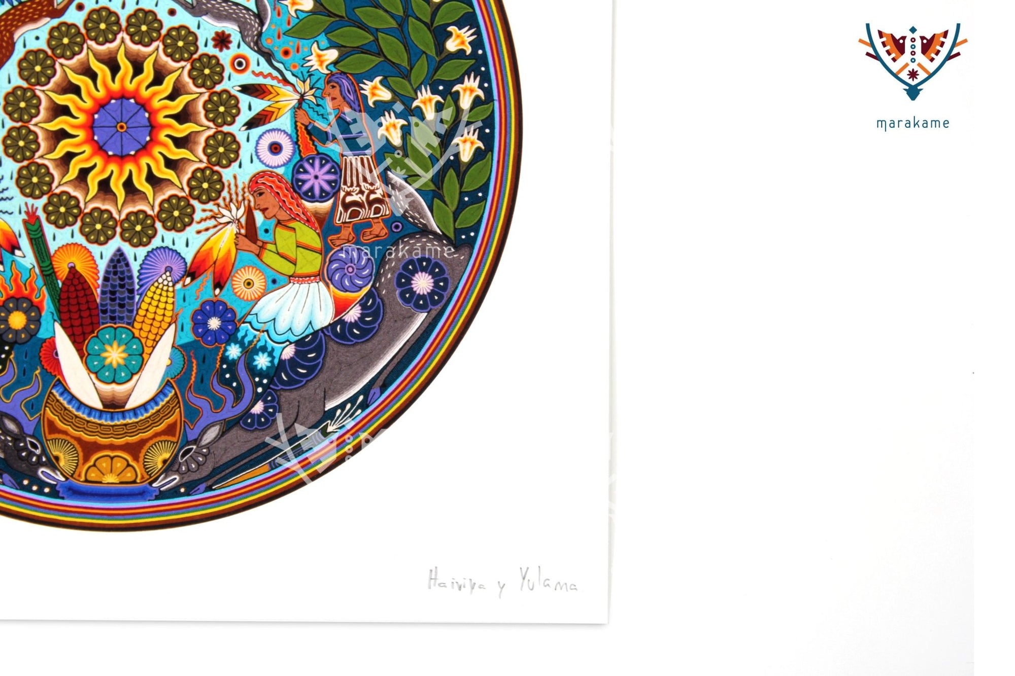 Ukari Marakate - 30 x 30 cm. - 12 x 12 in. - Arte Huichol - Marakame